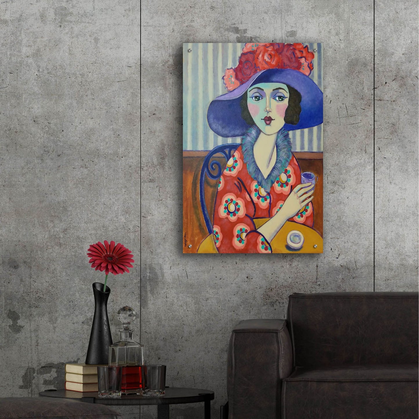 Epic Art 'Woman in Red' by Holly Wojhan, Acrylic Glass Wall Art,24x36