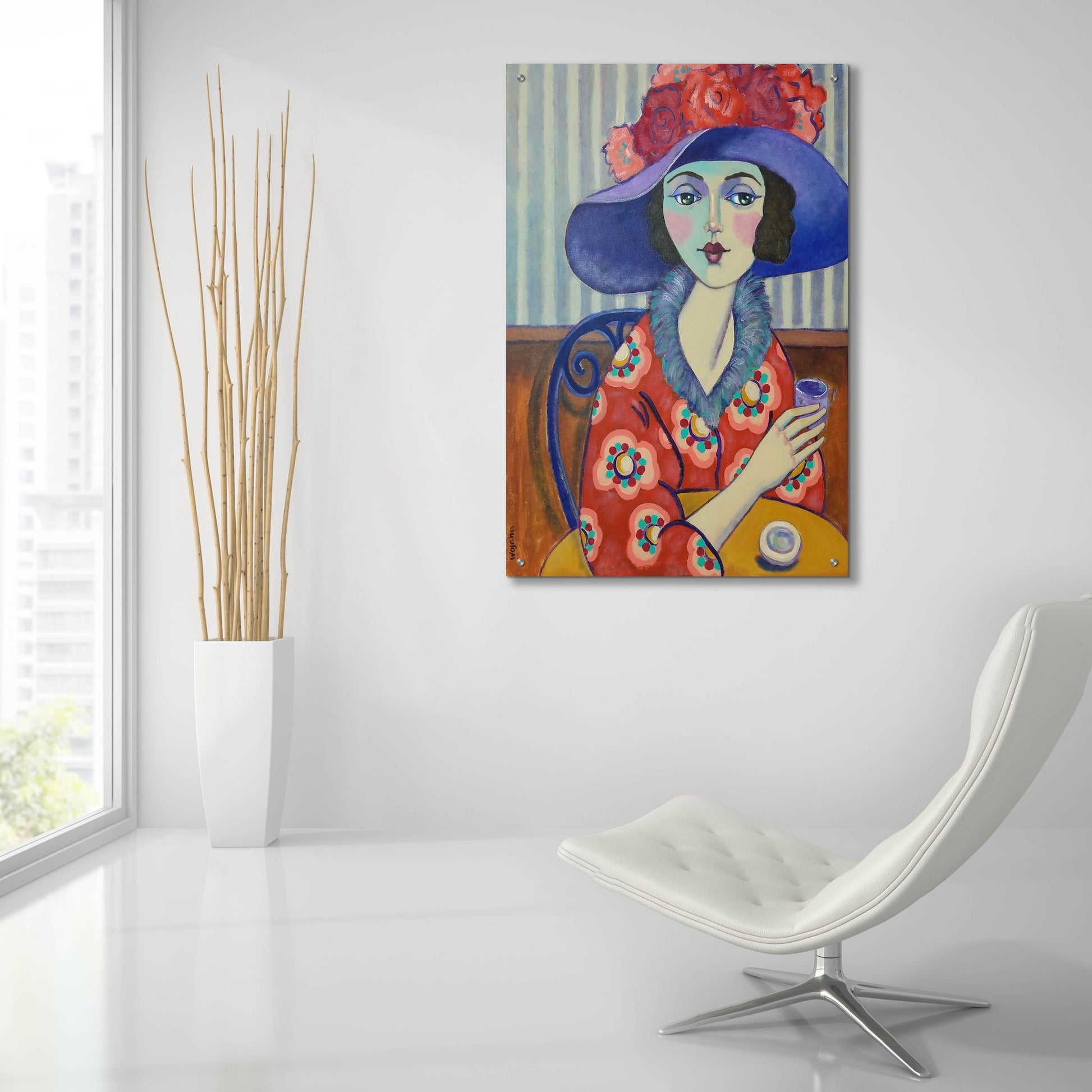 Epic Art 'Woman in Red' by Holly Wojhan, Acrylic Glass Wall Art,24x36