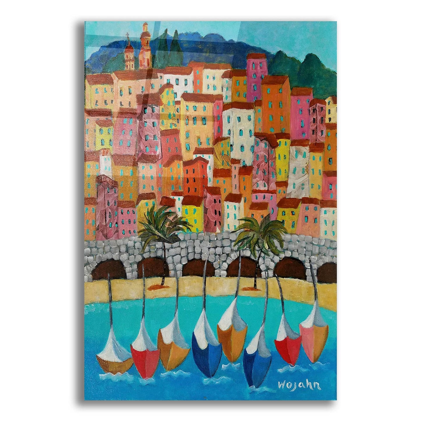 Epic Art 'Vieux Menton' by Holly Wojhan, Acrylic Glass Wall Art,12x16