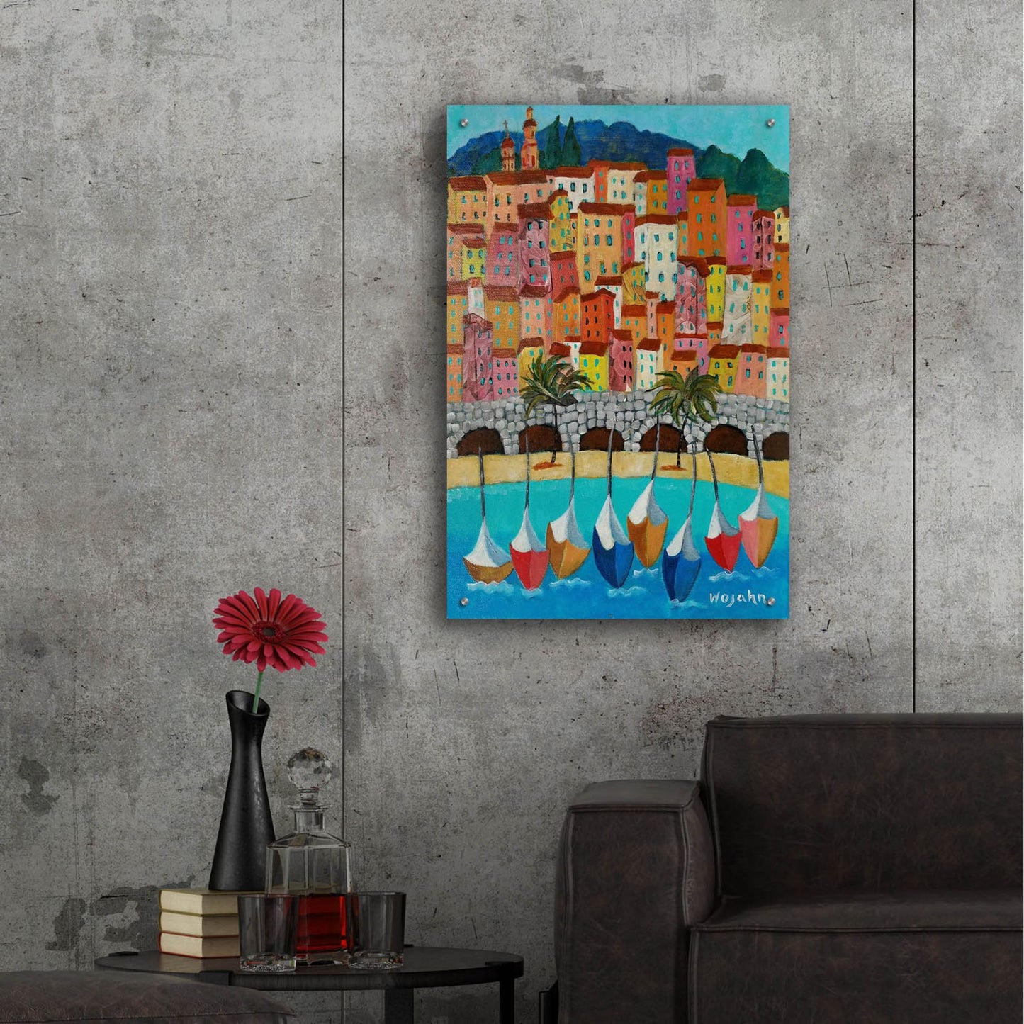 Epic Art 'Vieux Menton' by Holly Wojhan, Acrylic Glass Wall Art,24x36