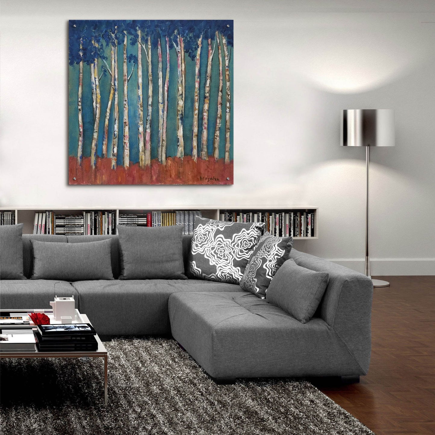 Epic Art 'Blue Trees' by Holly Wojhan, Acrylic Glass Wall Art,36x36