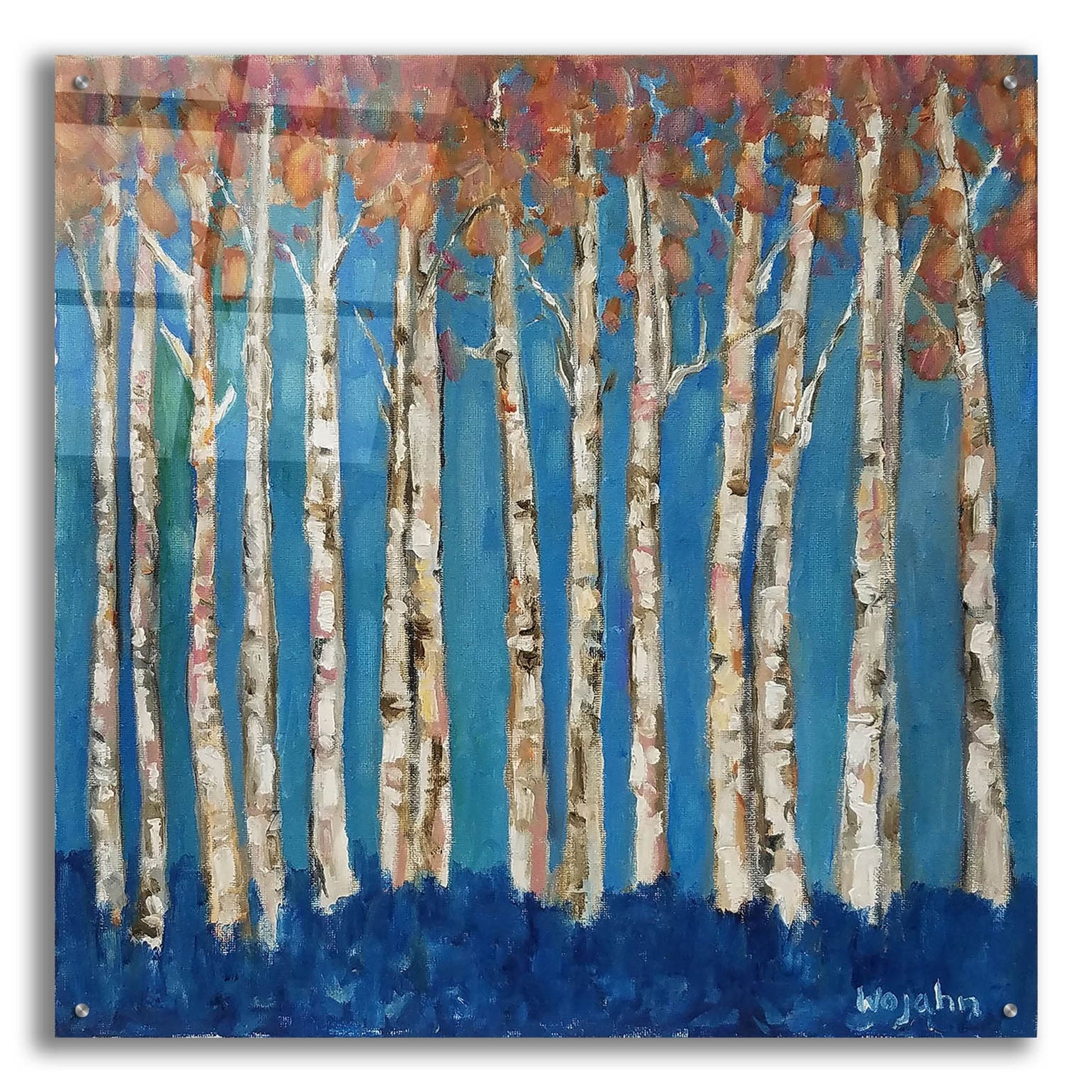 Epic Art 'Trees Pink' by Holly Wojhan, Acrylic Glass Wall Art,36x36