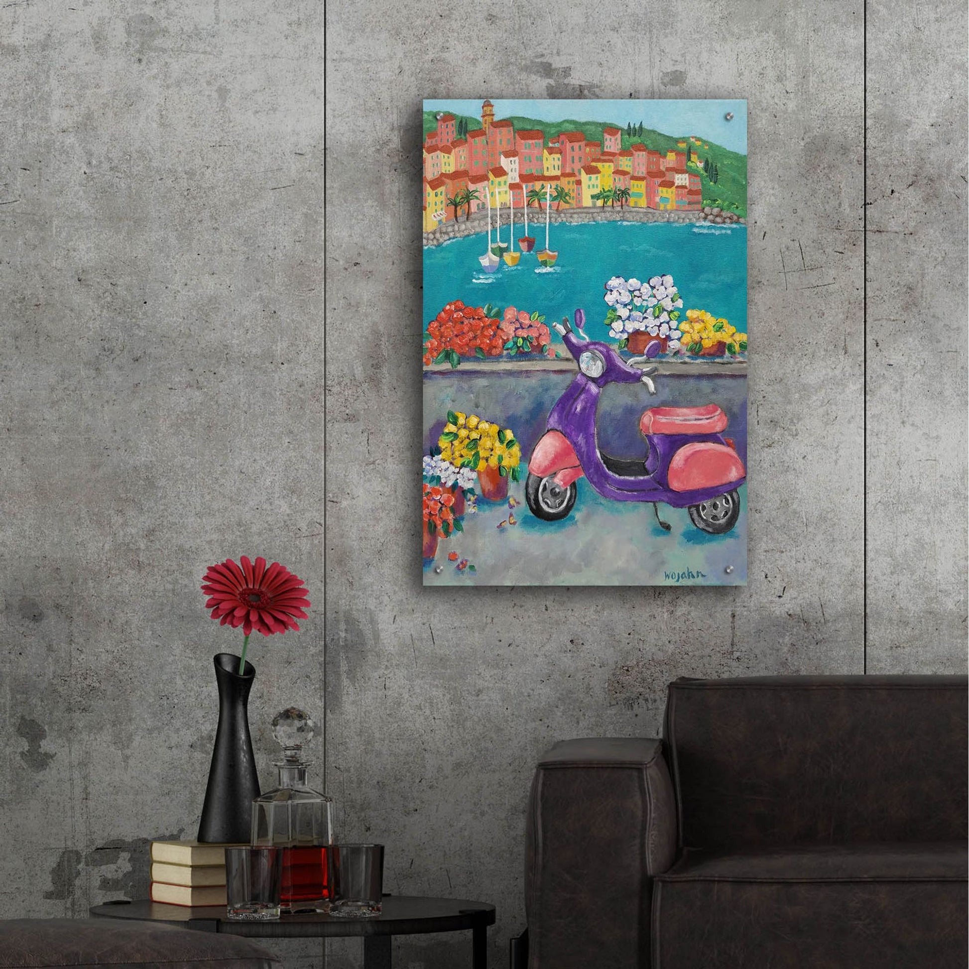 Epic Art 'Vroom with a View' by Holly Wojhan, Acrylic Glass Wall Art,24x36