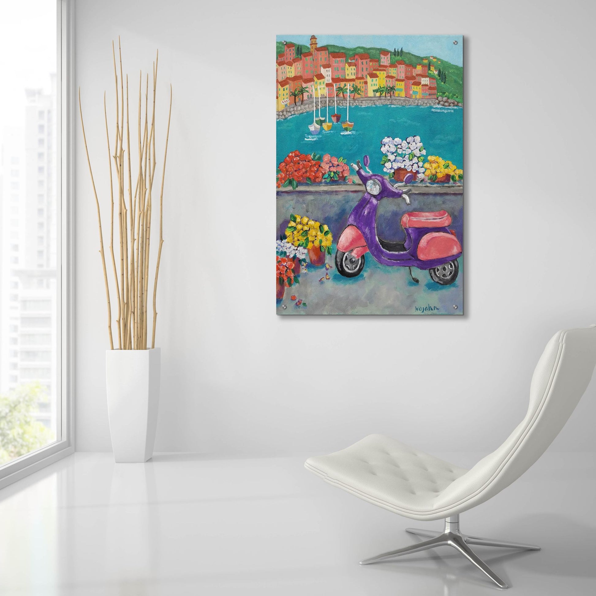 Epic Art 'Vroom with a View' by Holly Wojhan, Acrylic Glass Wall Art,24x36