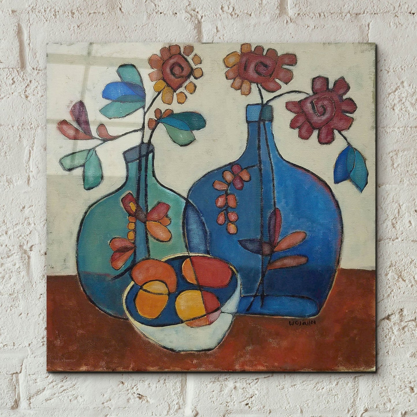 Epic Art 'Danish Modern Flowers' by Holly Wojhan, Acrylic Glass Wall Art,12x12