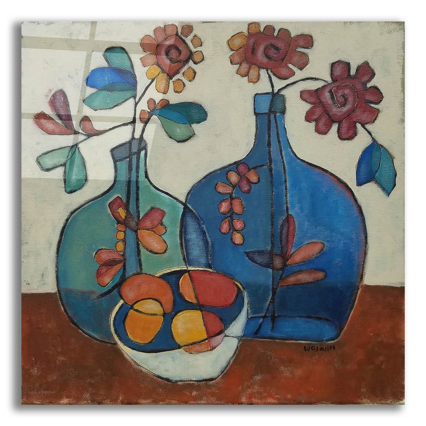 Epic Art 'Danish Modern Flowers' by Holly Wojhan, Acrylic Glass Wall Art,12x12