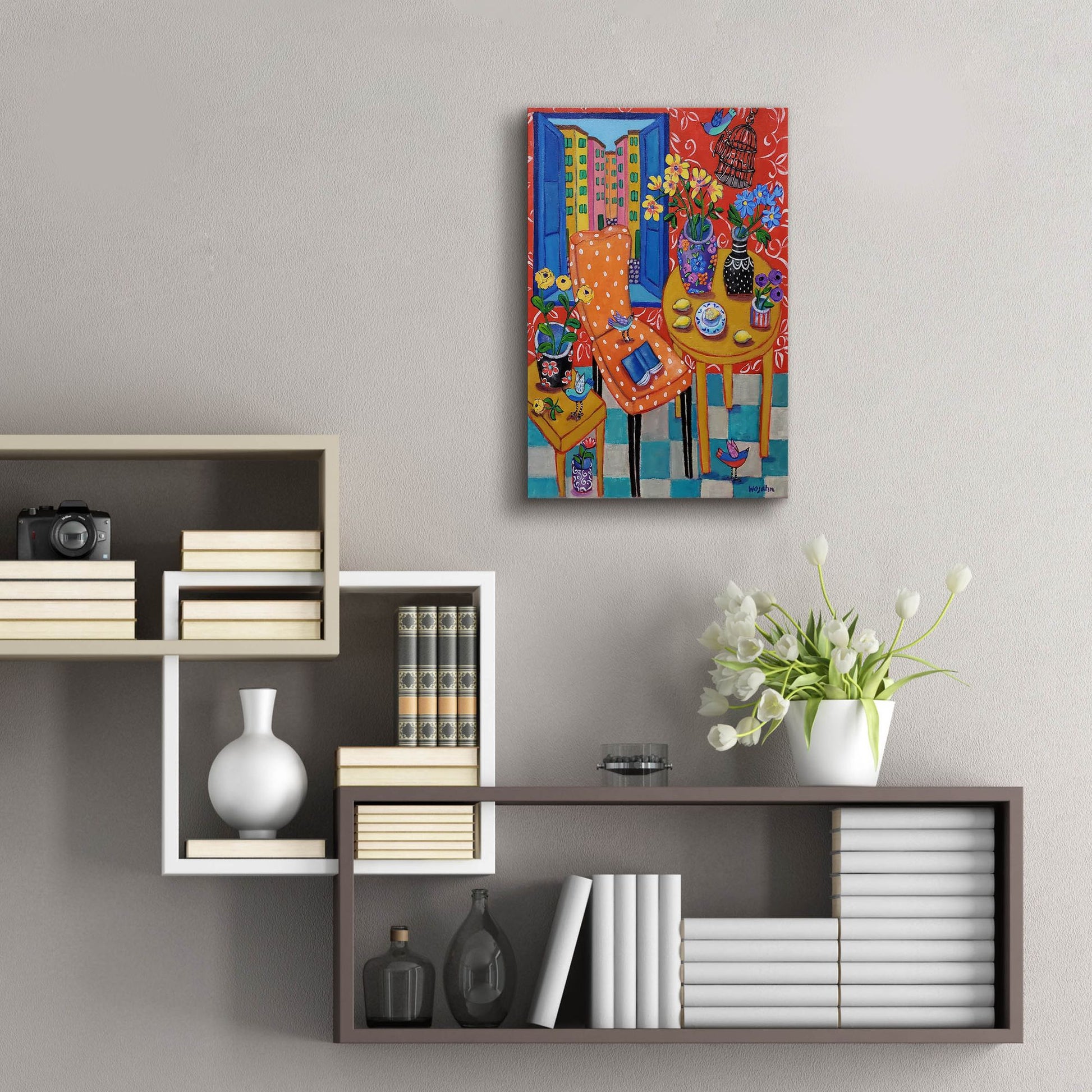 Epic Art 'Happy Interior-Menton' by Holly Wojhan, Acrylic Glass Wall Art,16x24