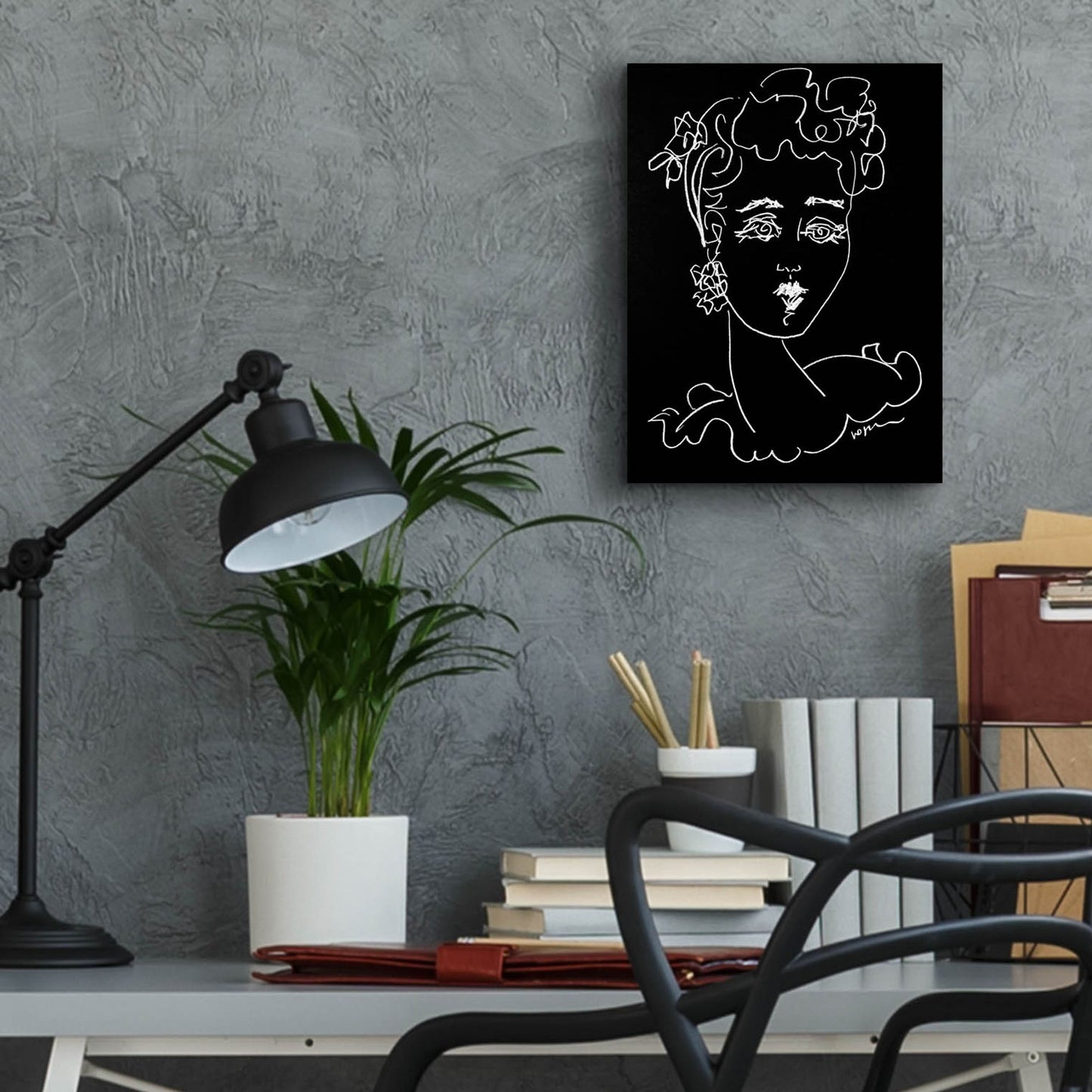 Epic Art 'Face Noir' by Holly Wojhan, Acrylic Glass Wall Art,12x16