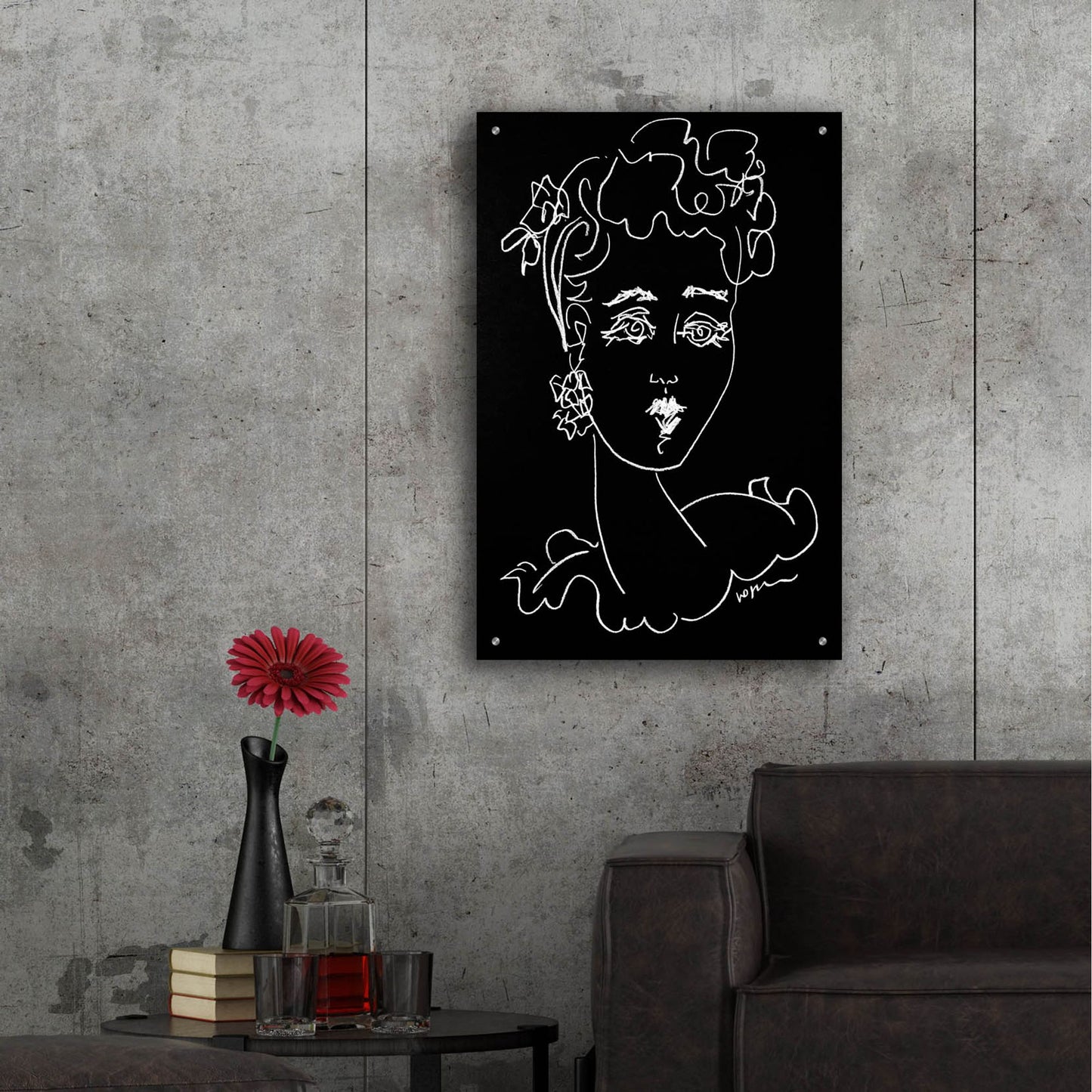 Epic Art 'Face Noir' by Holly Wojhan, Acrylic Glass Wall Art,24x36