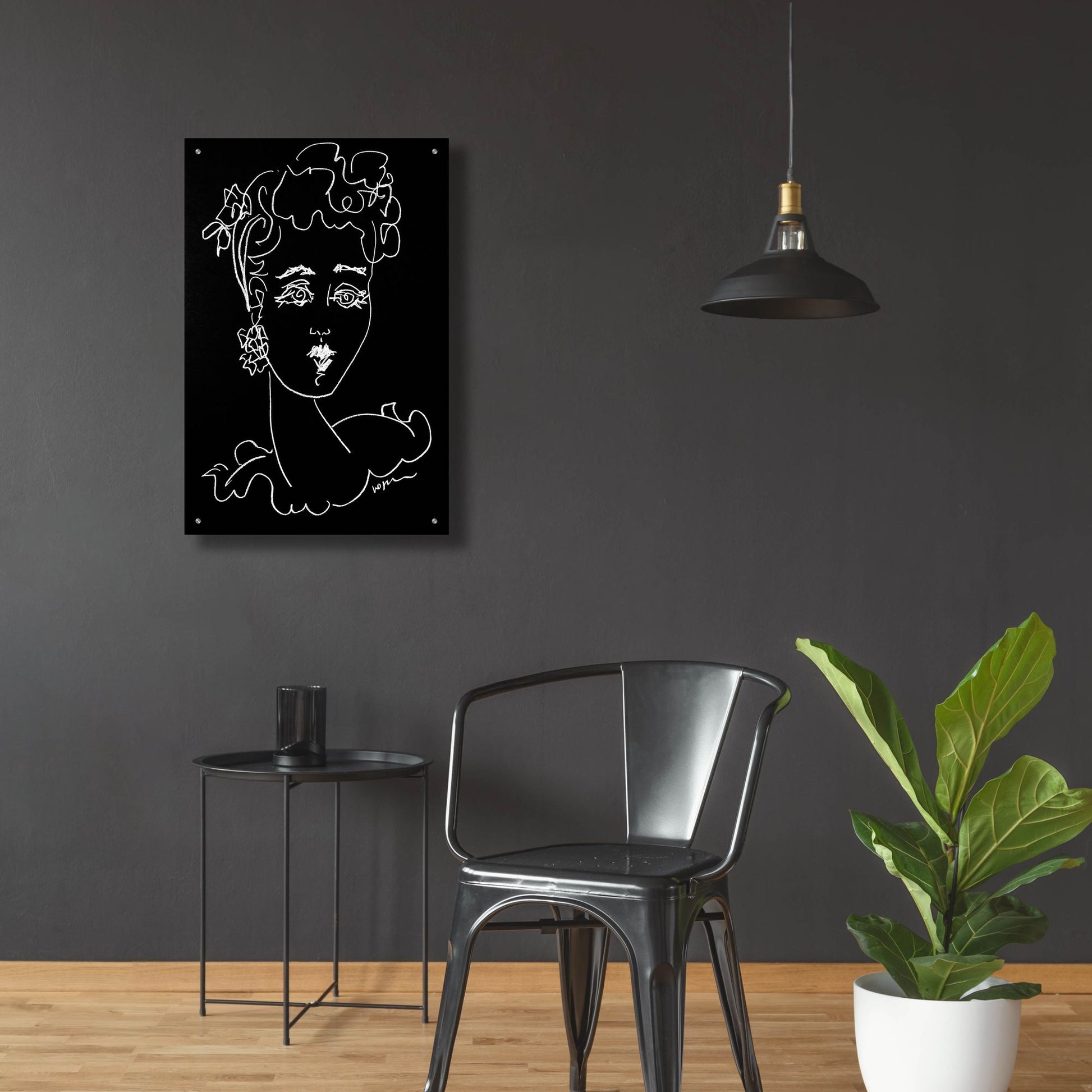 Epic Art 'Face Noir' by Holly Wojhan, Acrylic Glass Wall Art,24x36