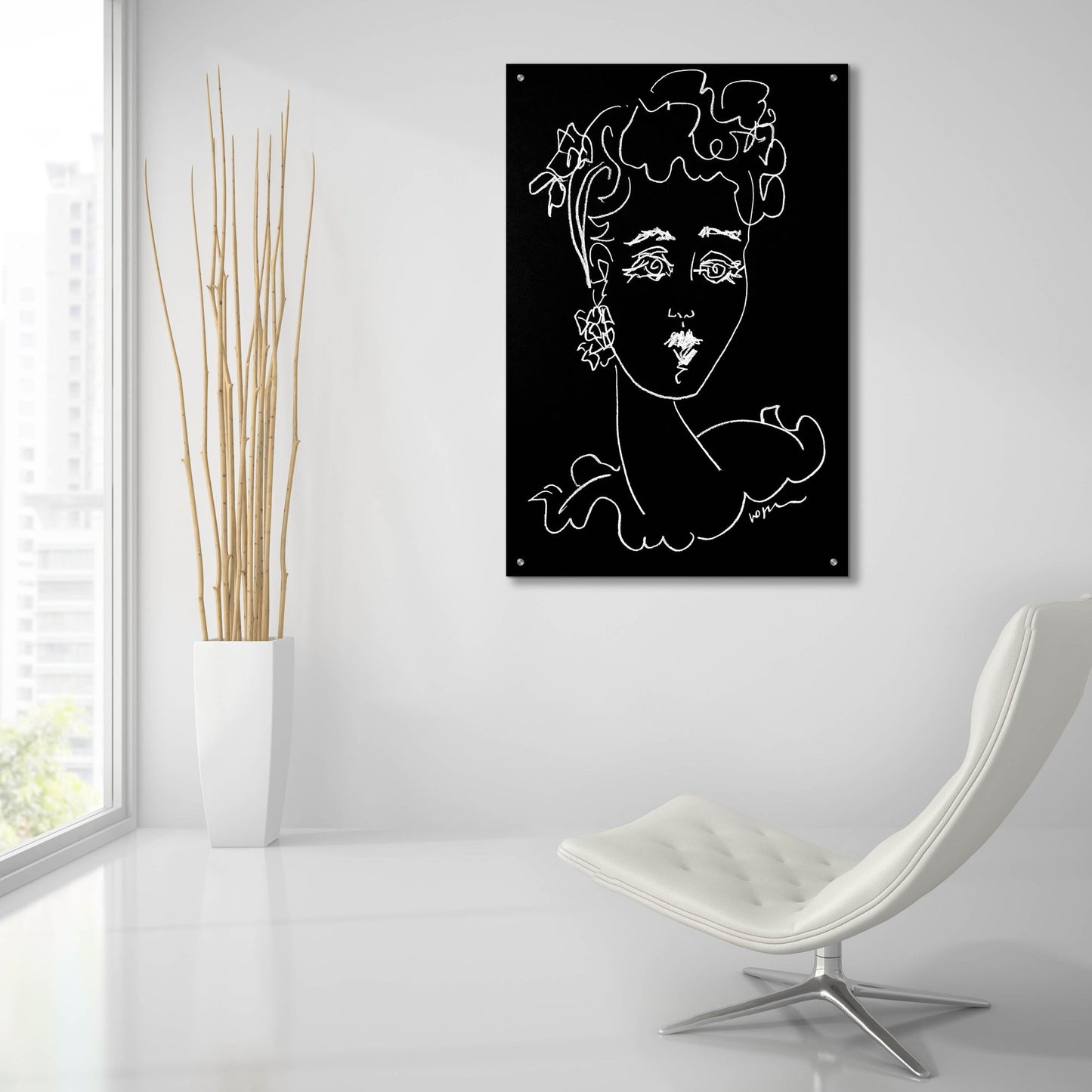 Epic Art 'Face Noir' by Holly Wojhan, Acrylic Glass Wall Art,24x36