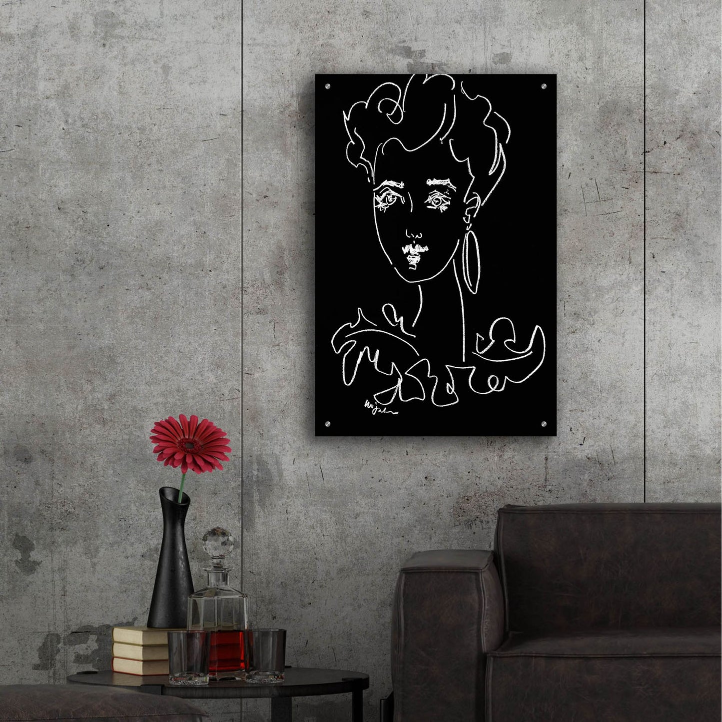 Epic Art 'Another Face Noir' by Holly Wojhan, Acrylic Glass Wall Art,24x36