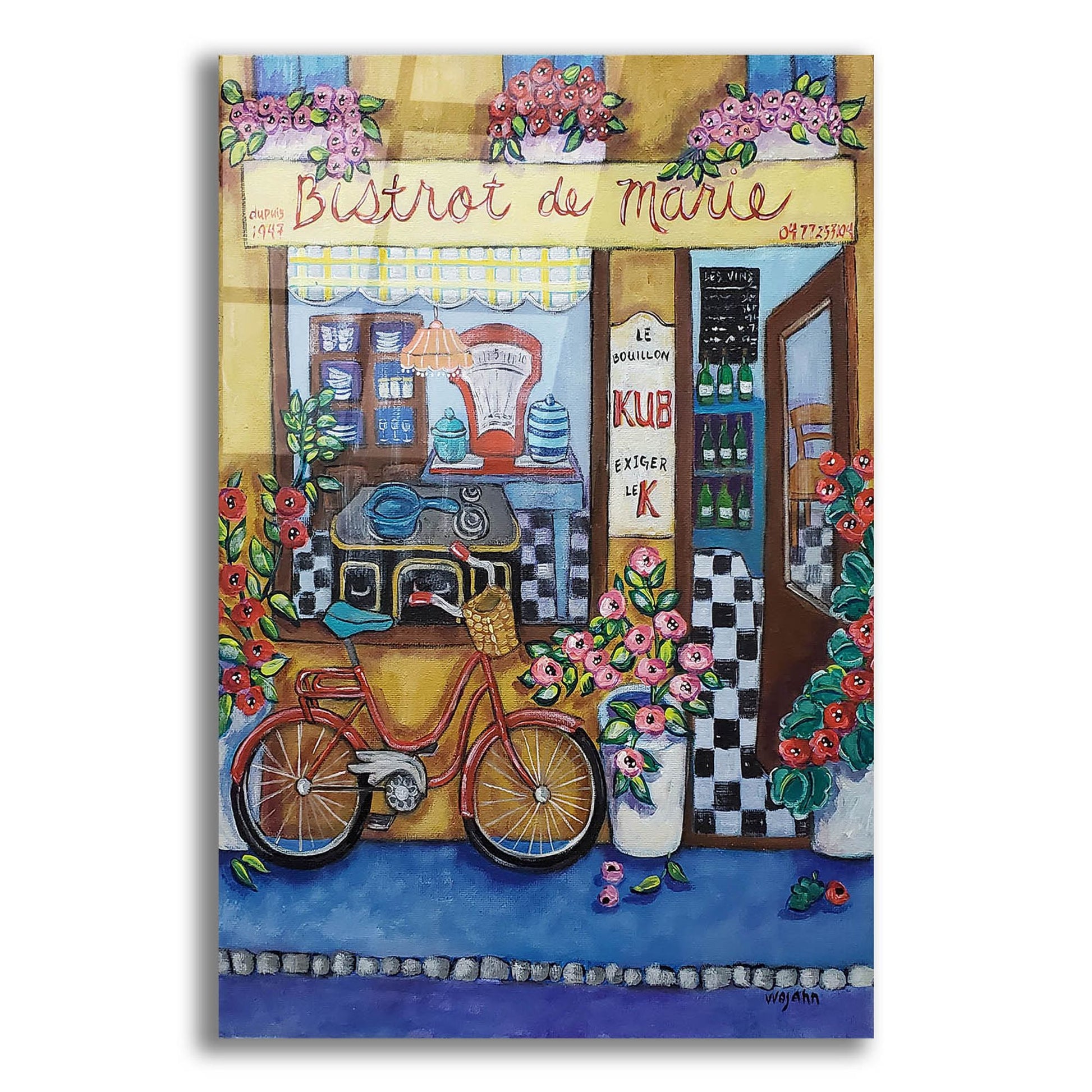 Epic Art 'Bistrot de Marie' by Holly Wojhan, Acrylic Glass Wall Art,16x24