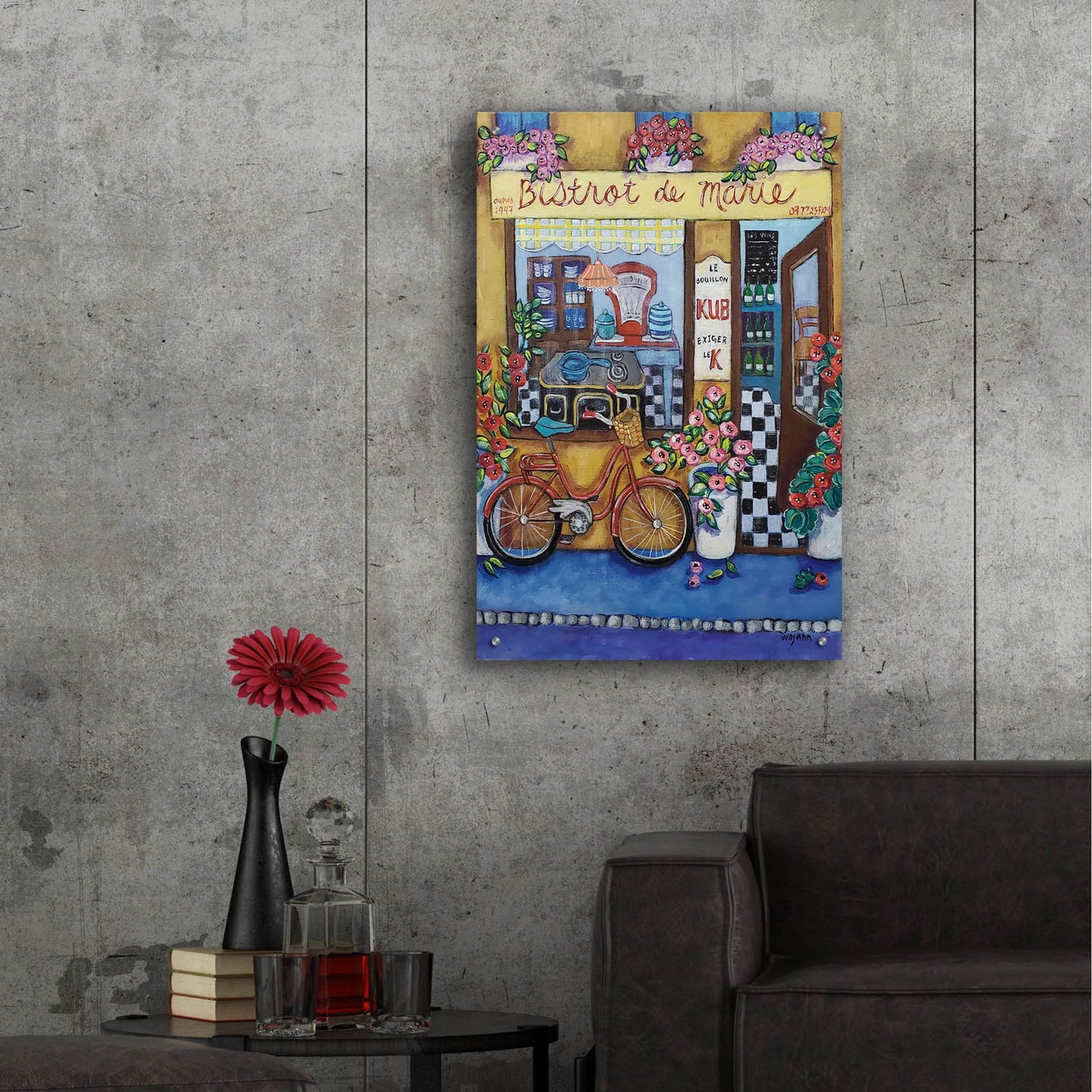 Epic Art 'Bistrot de Marie' by Holly Wojhan, Acrylic Glass Wall Art,24x36