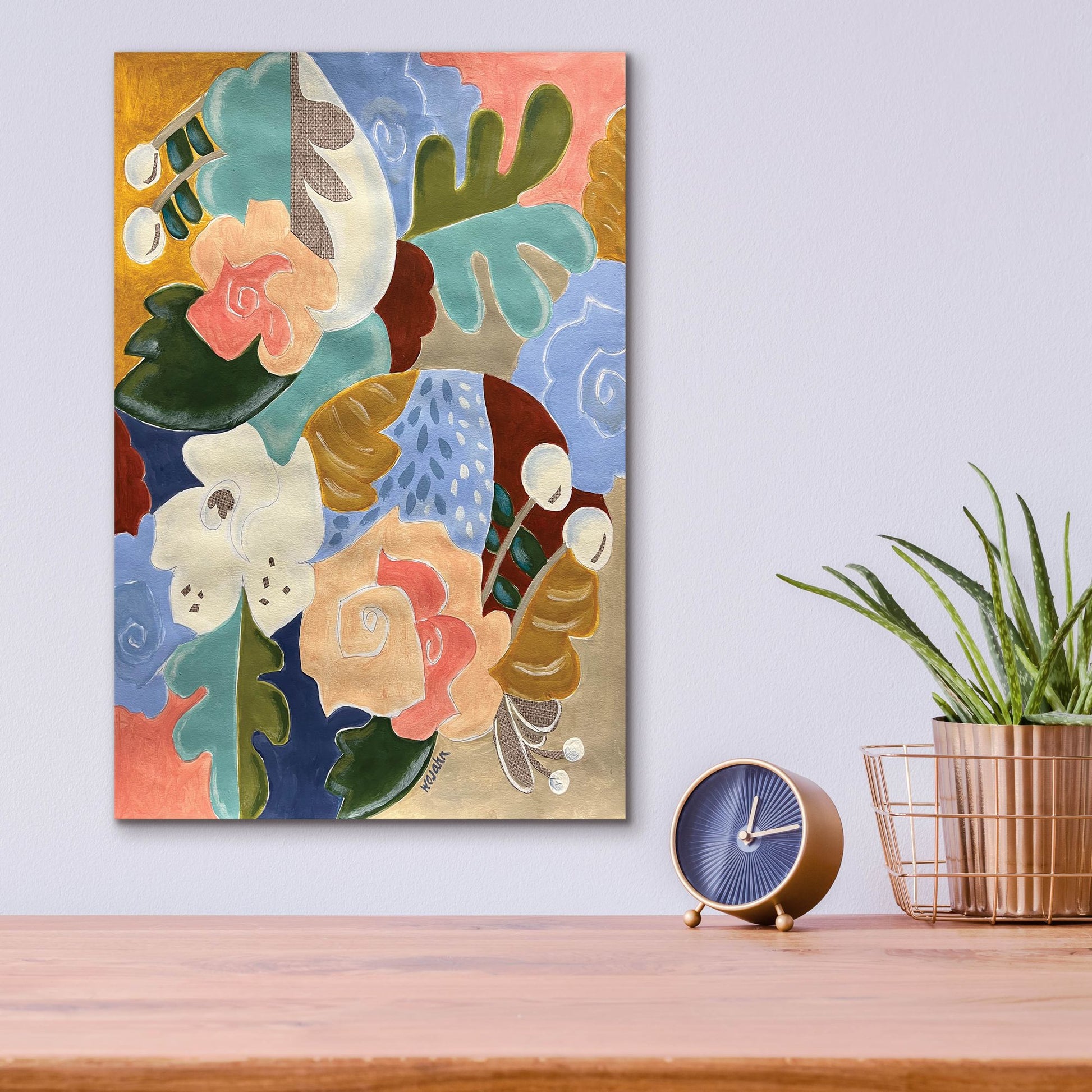 Epic Art 'Melange of Flowers' by Holly Wojhan, Acrylic Glass Wall Art,12x16