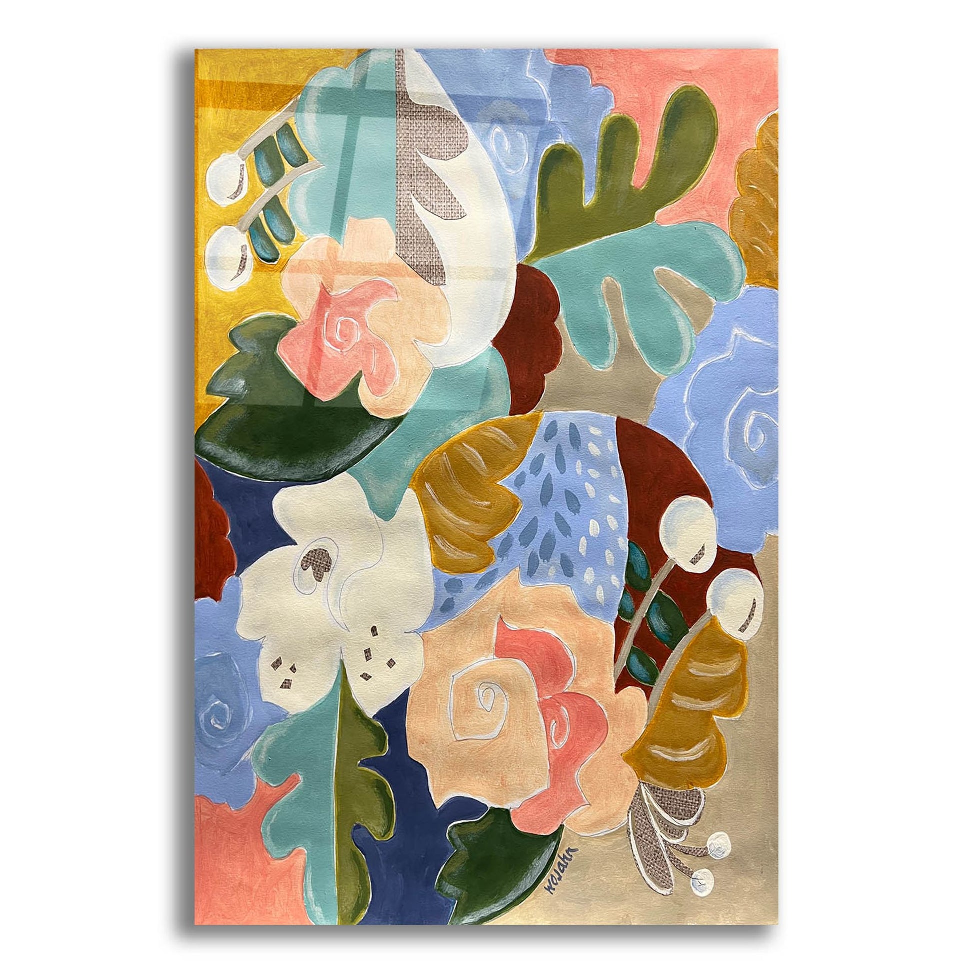 Epic Art 'Melange of Flowers' by Holly Wojhan, Acrylic Glass Wall Art,12x16