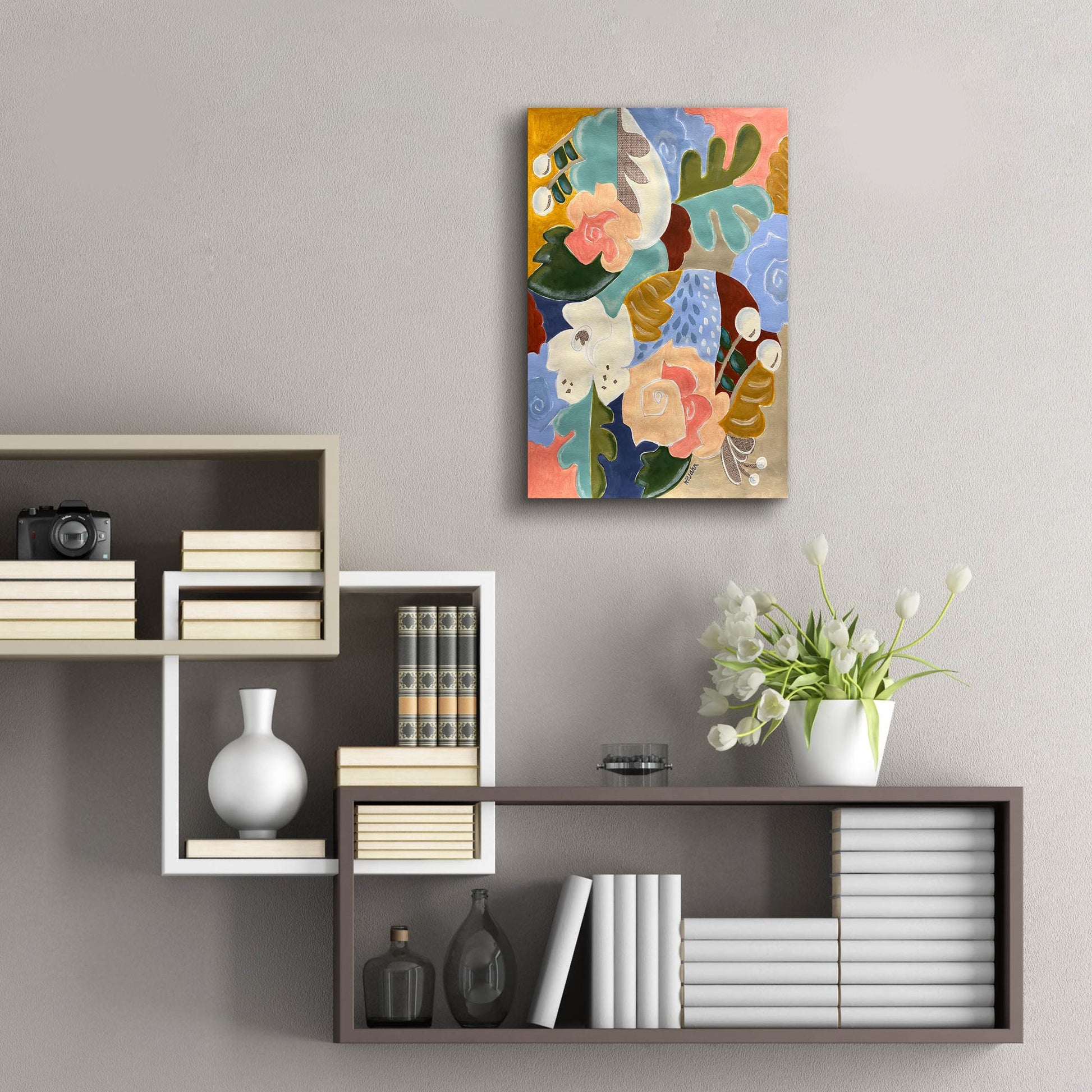 Epic Art 'Melange of Flowers' by Holly Wojhan, Acrylic Glass Wall Art,16x24