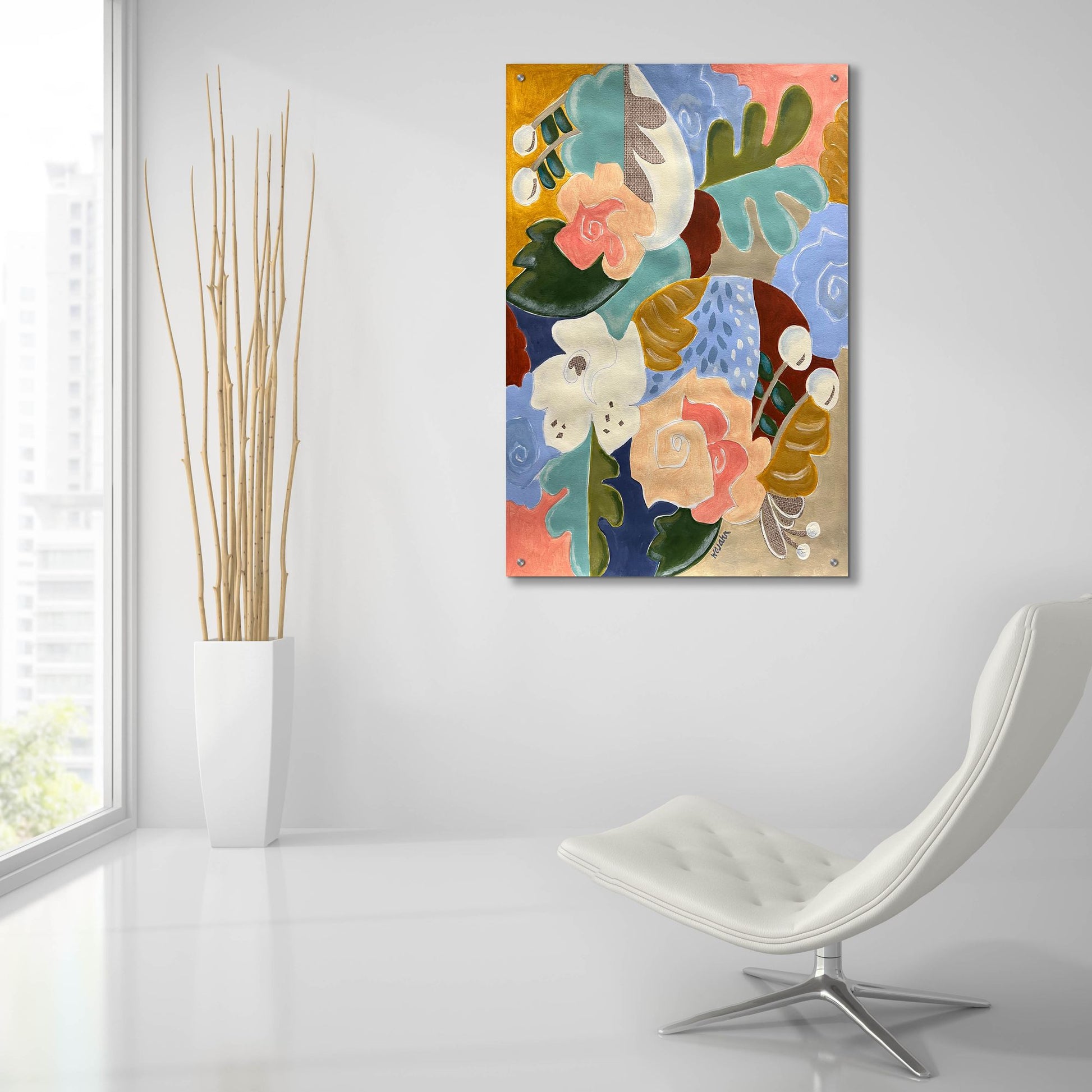 Epic Art 'Melange of Flowers' by Holly Wojhan, Acrylic Glass Wall Art,24x36