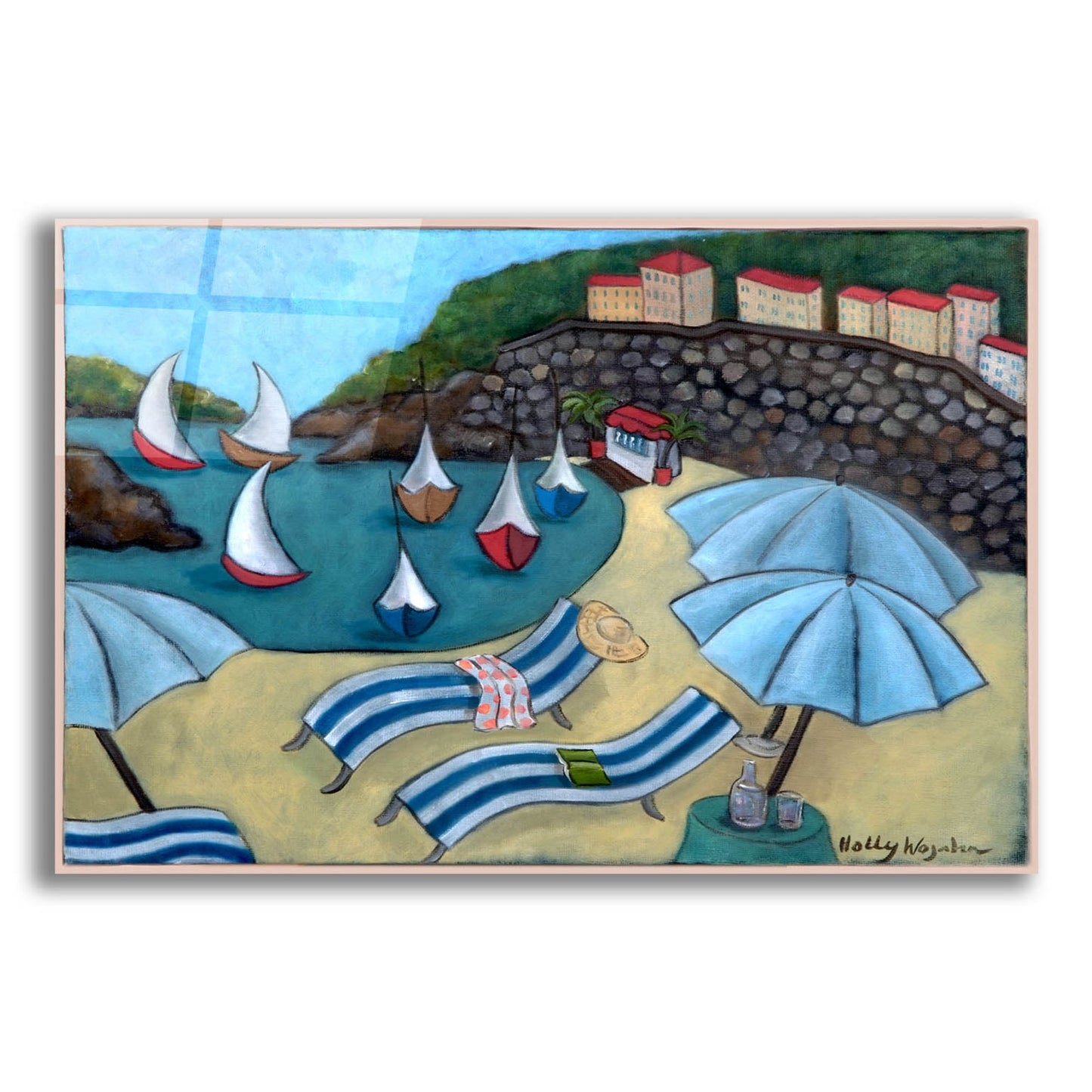 Epic Art 'Under the Umbrellas' by Holly Wojhan, Acrylic Glass Wall Art,16x12