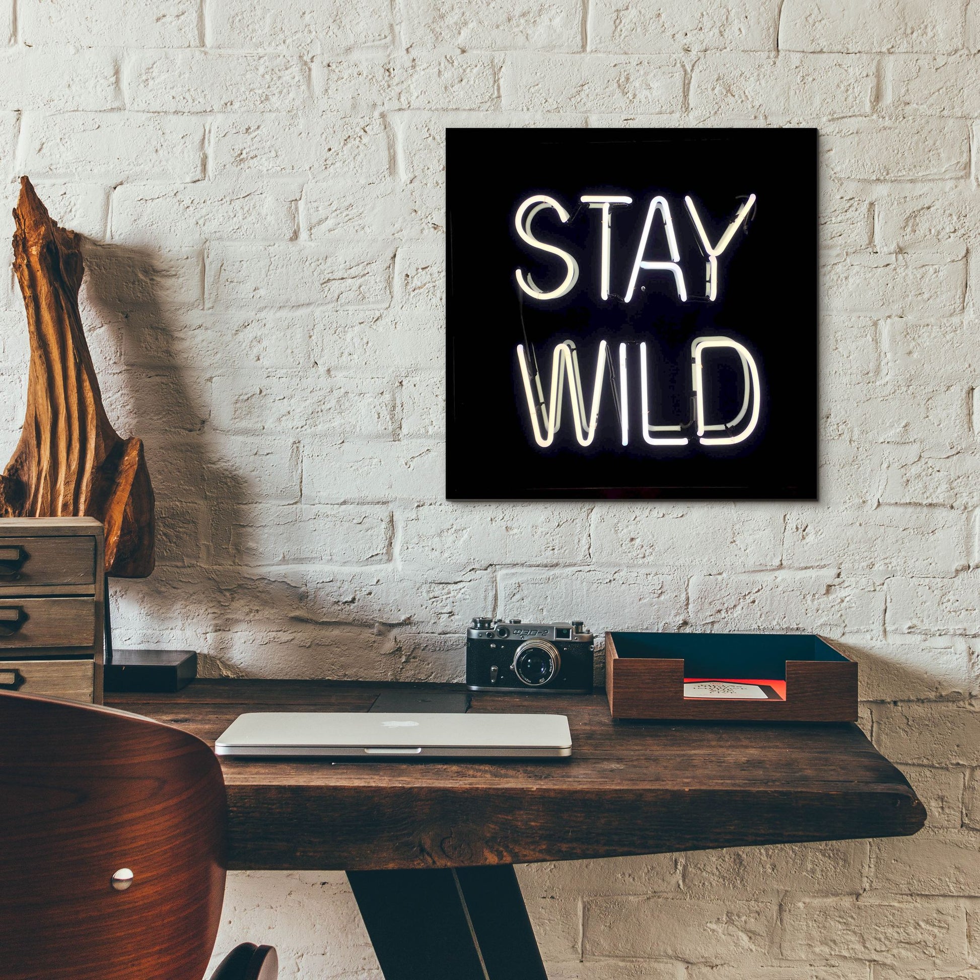 Epic Art 'Stay Wild In Neon White' by Epic Portfolio, Acrylic Glass Wall Art,12x12