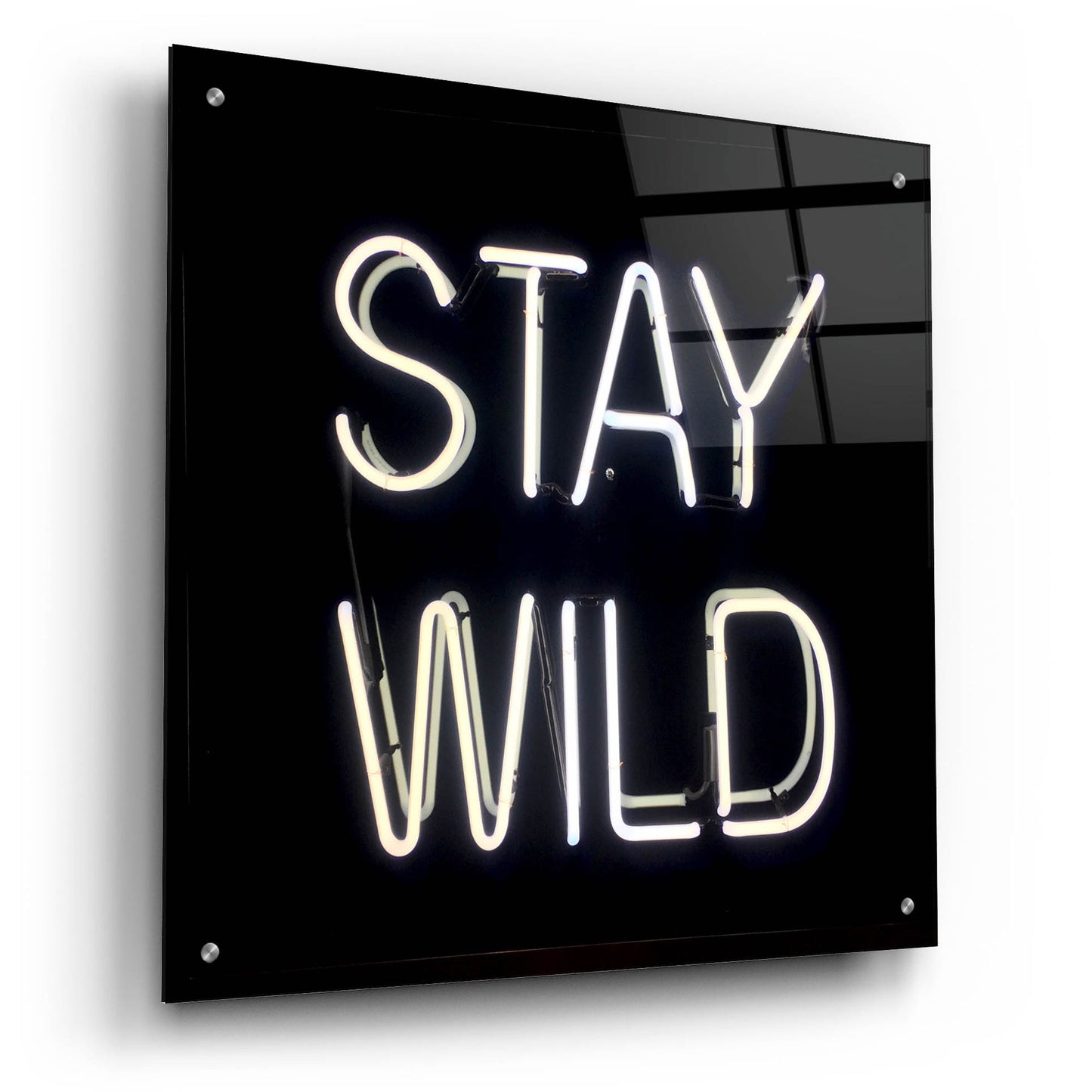 Epic Art 'Stay Wild In Neon White' by Epic Portfolio, Acrylic Glass Wall Art,24x24