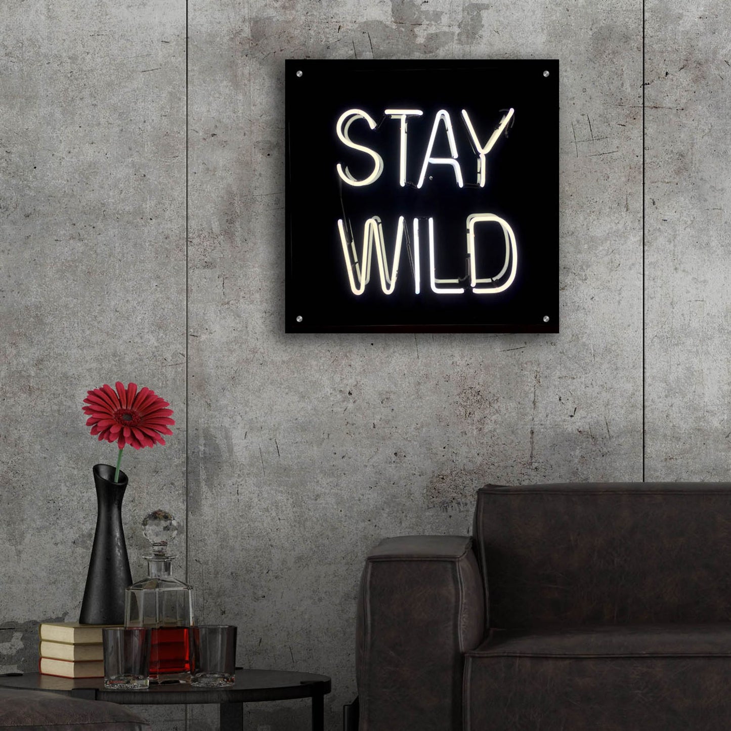 Epic Art 'Stay Wild In Neon White' by Epic Portfolio, Acrylic Glass Wall Art,24x24