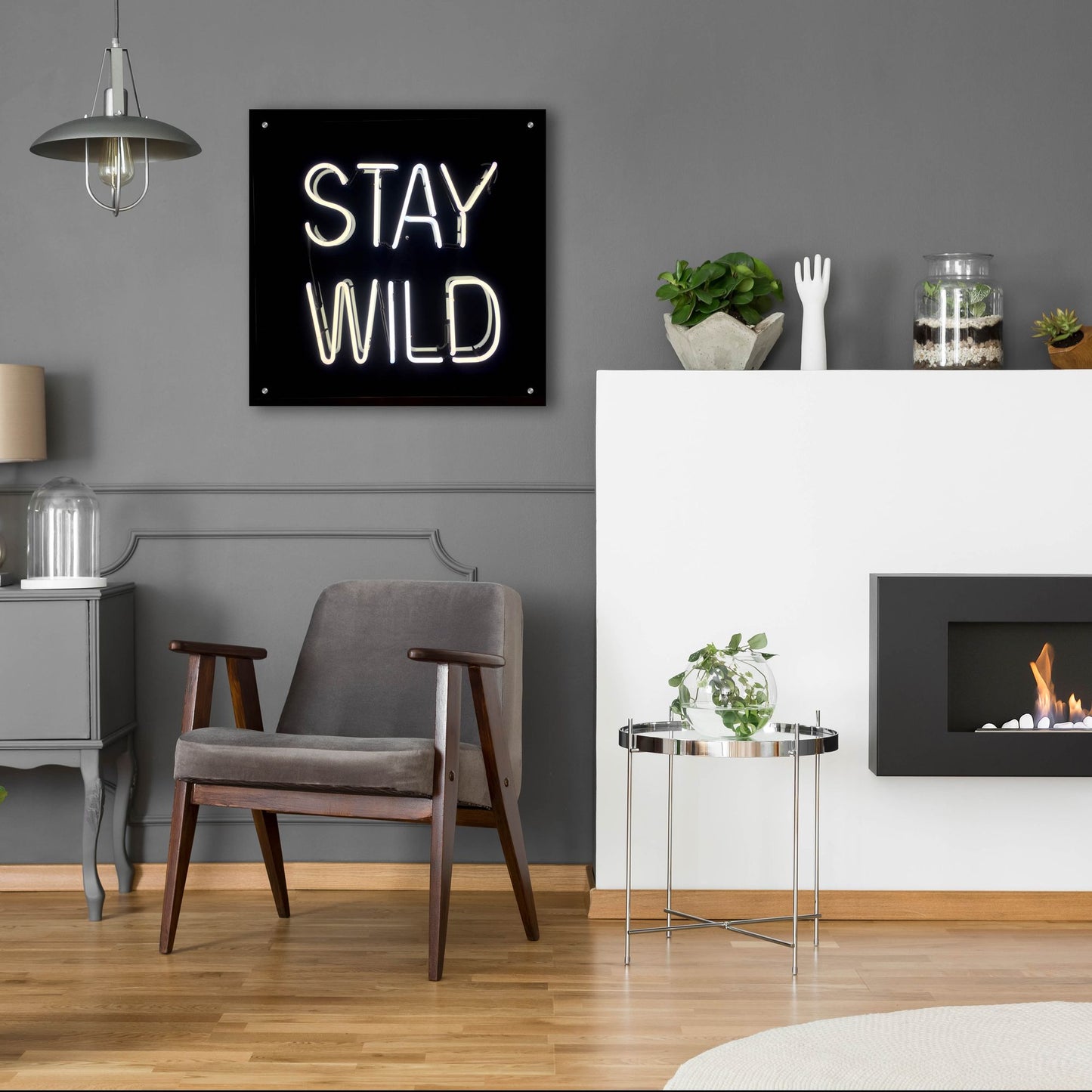 Epic Art 'Stay Wild In Neon White' by Epic Portfolio, Acrylic Glass Wall Art,24x24