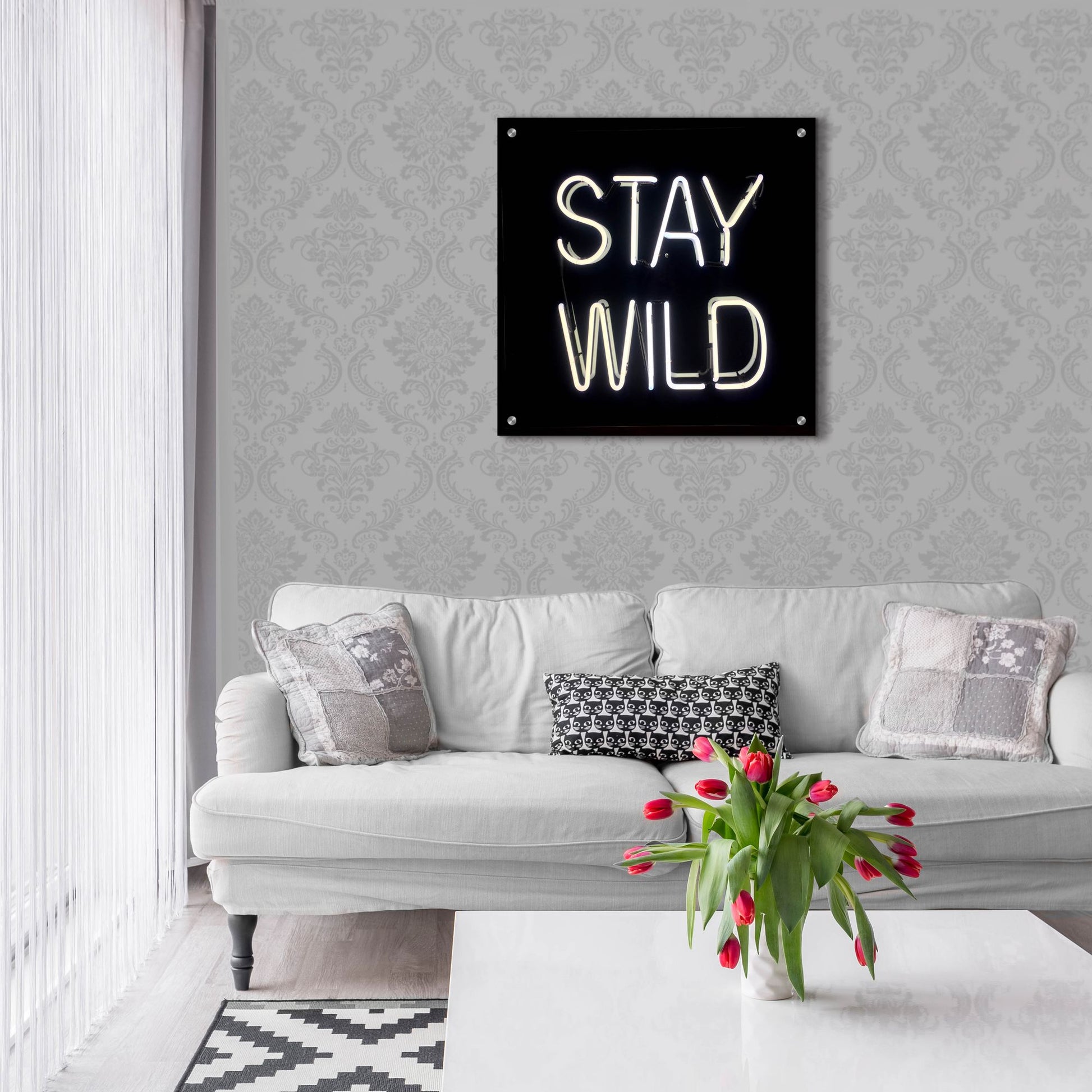 Epic Art 'Stay Wild In Neon White' by Epic Portfolio, Acrylic Glass Wall Art,24x24