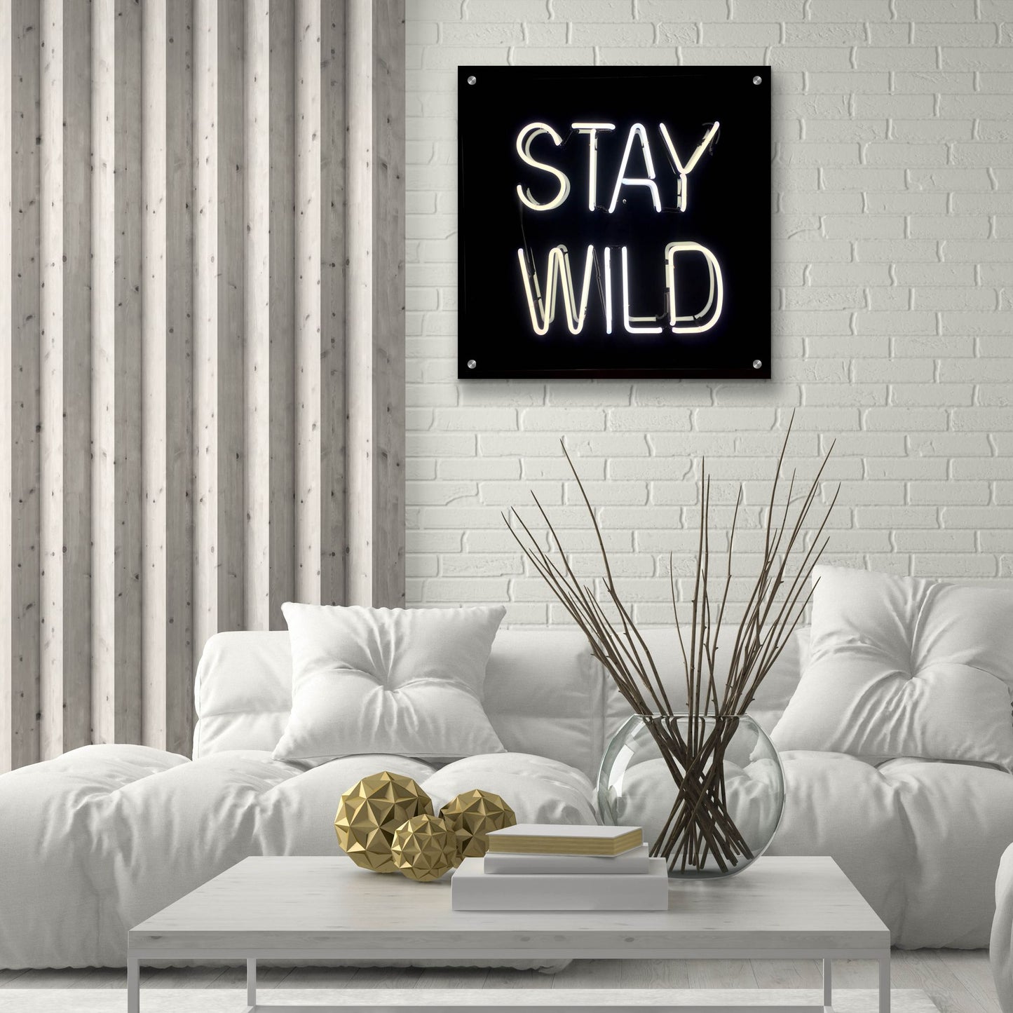 Epic Art 'Stay Wild In Neon White' by Epic Portfolio, Acrylic Glass Wall Art,24x24