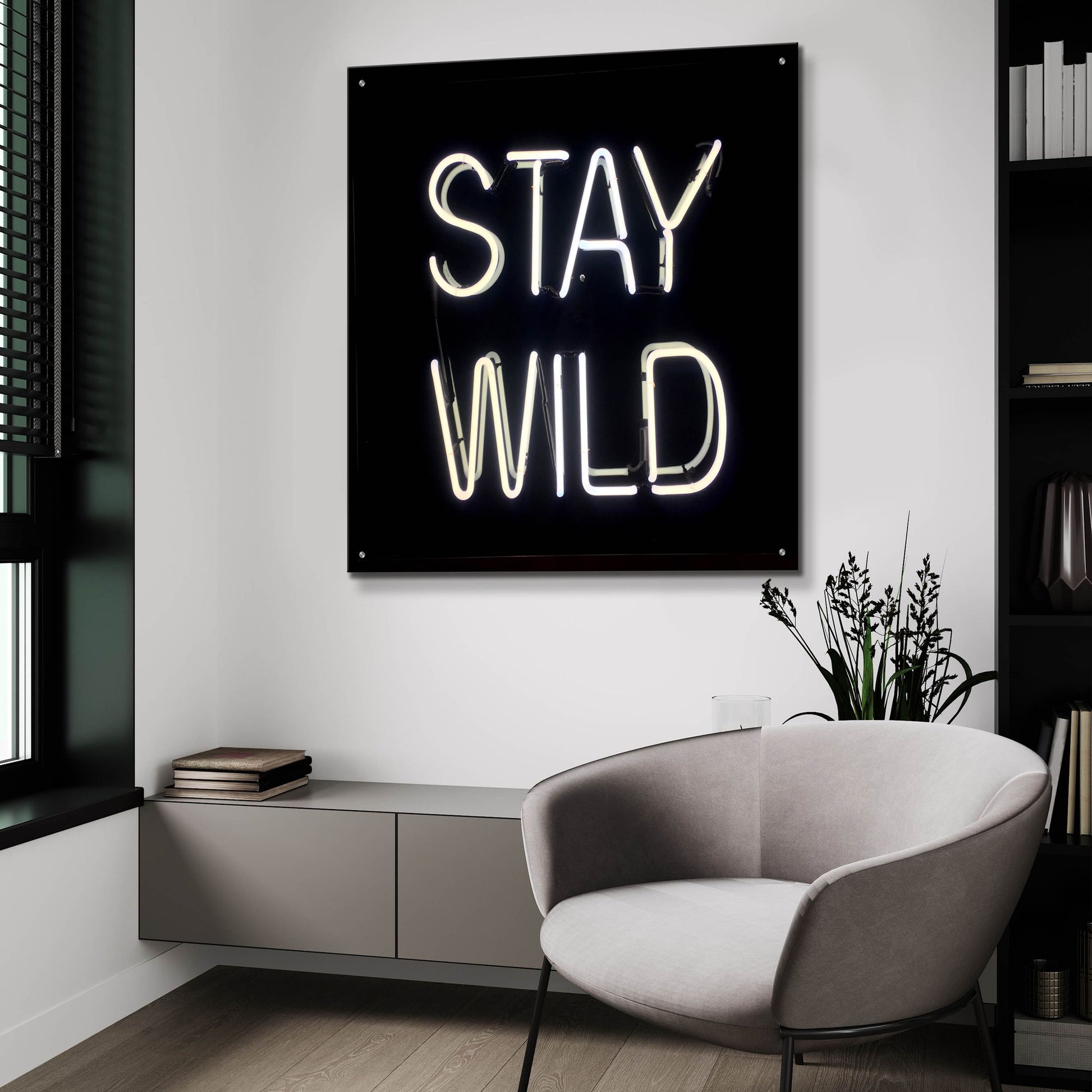 Epic Art 'Stay Wild In Neon White' by Epic Portfolio, Acrylic Glass Wall Art,36x36