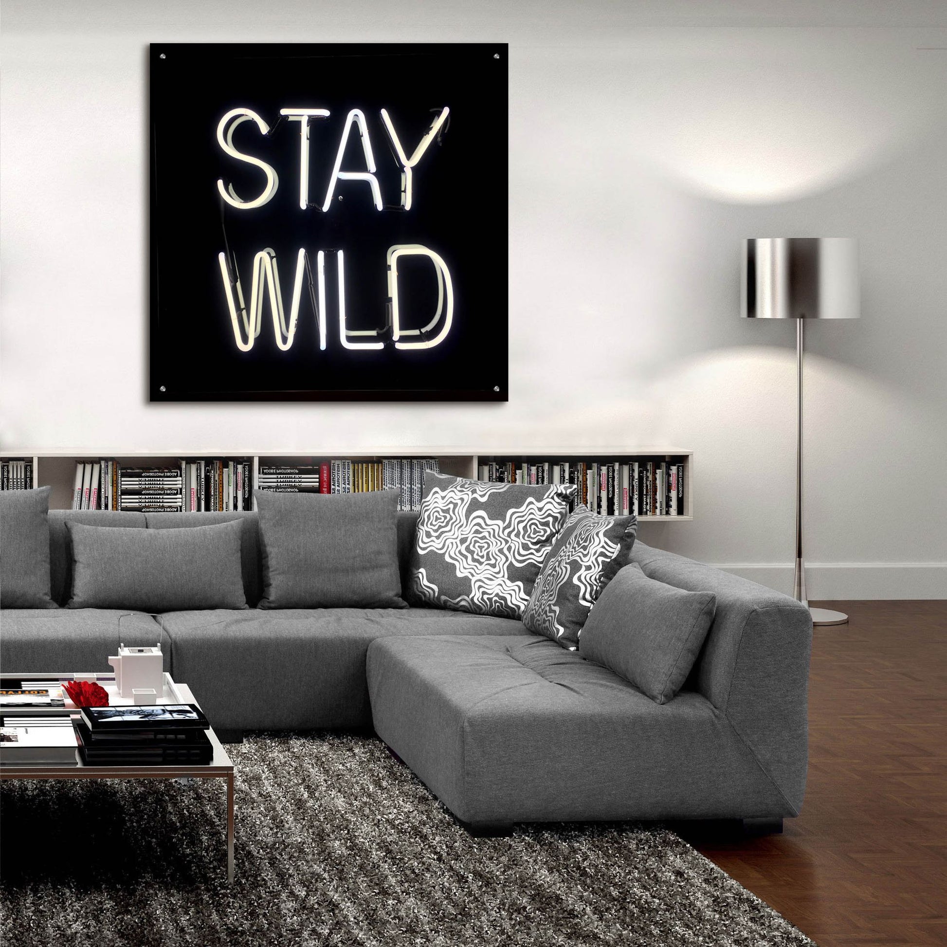 Epic Art 'Stay Wild In Neon White' by Epic Portfolio, Acrylic Glass Wall Art,36x36