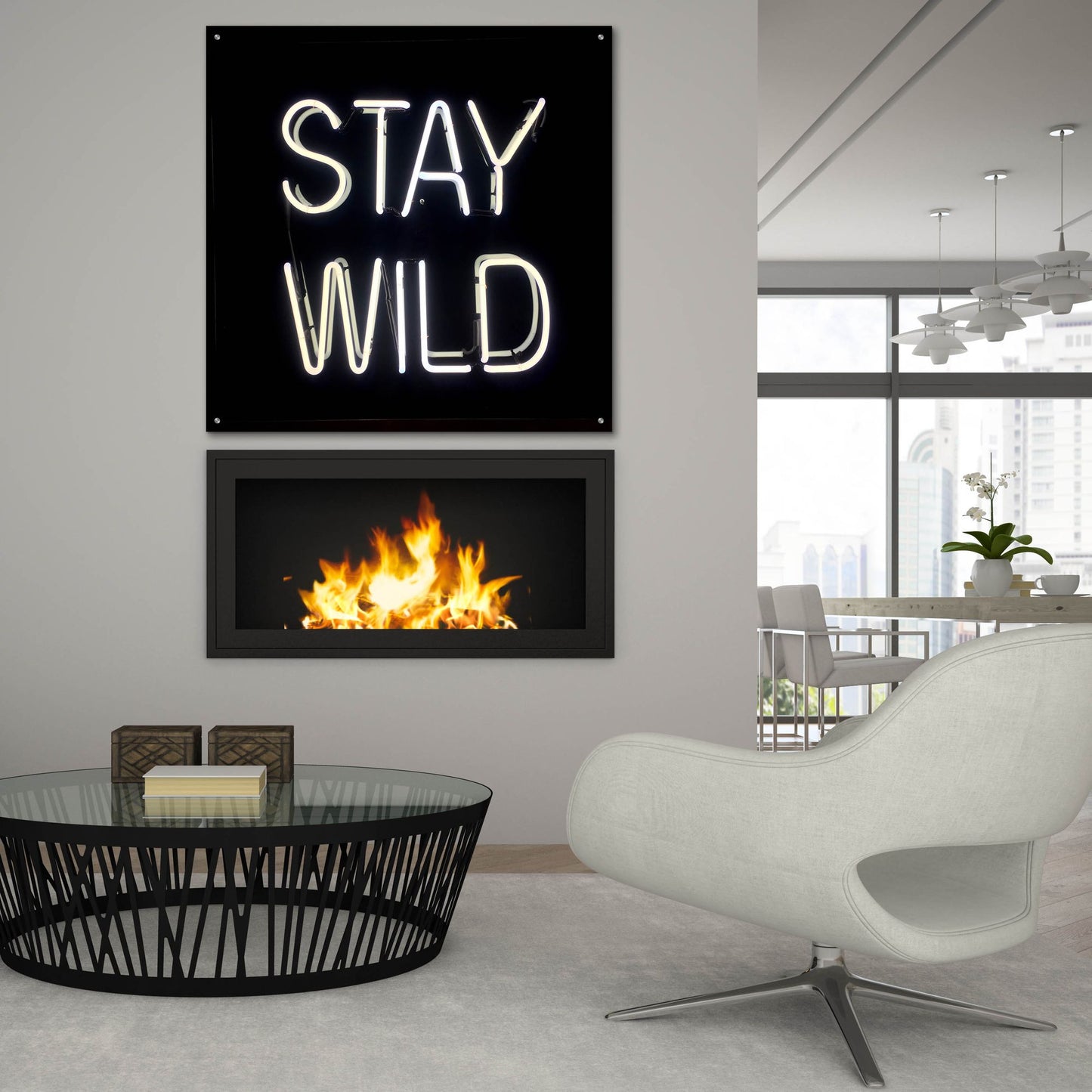 Epic Art 'Stay Wild In Neon White' by Epic Portfolio, Acrylic Glass Wall Art,36x36