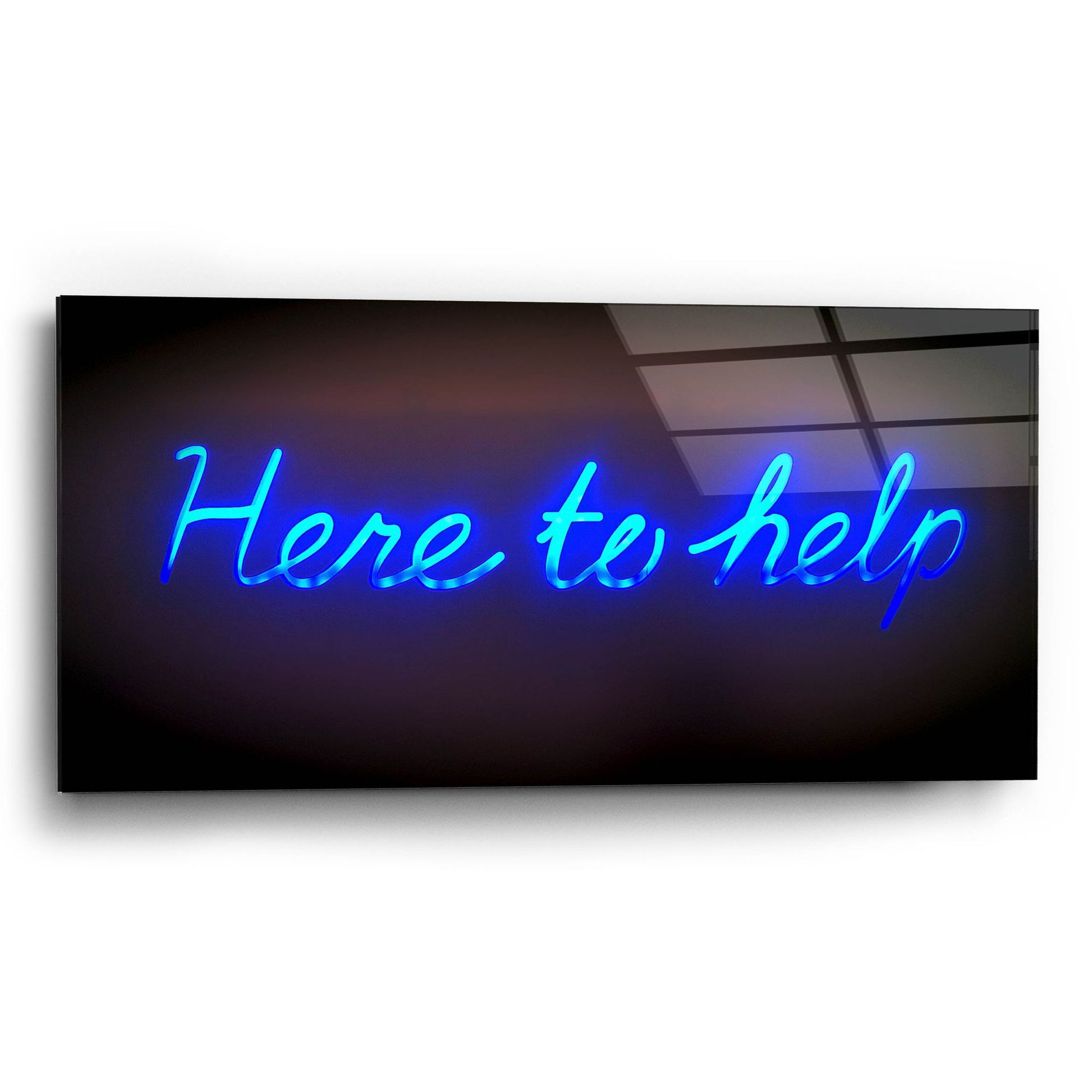 Epic Art 'Here To Help In Neon Blue' by Epic Portfolio, Acrylic Glass Wall Art,24x12