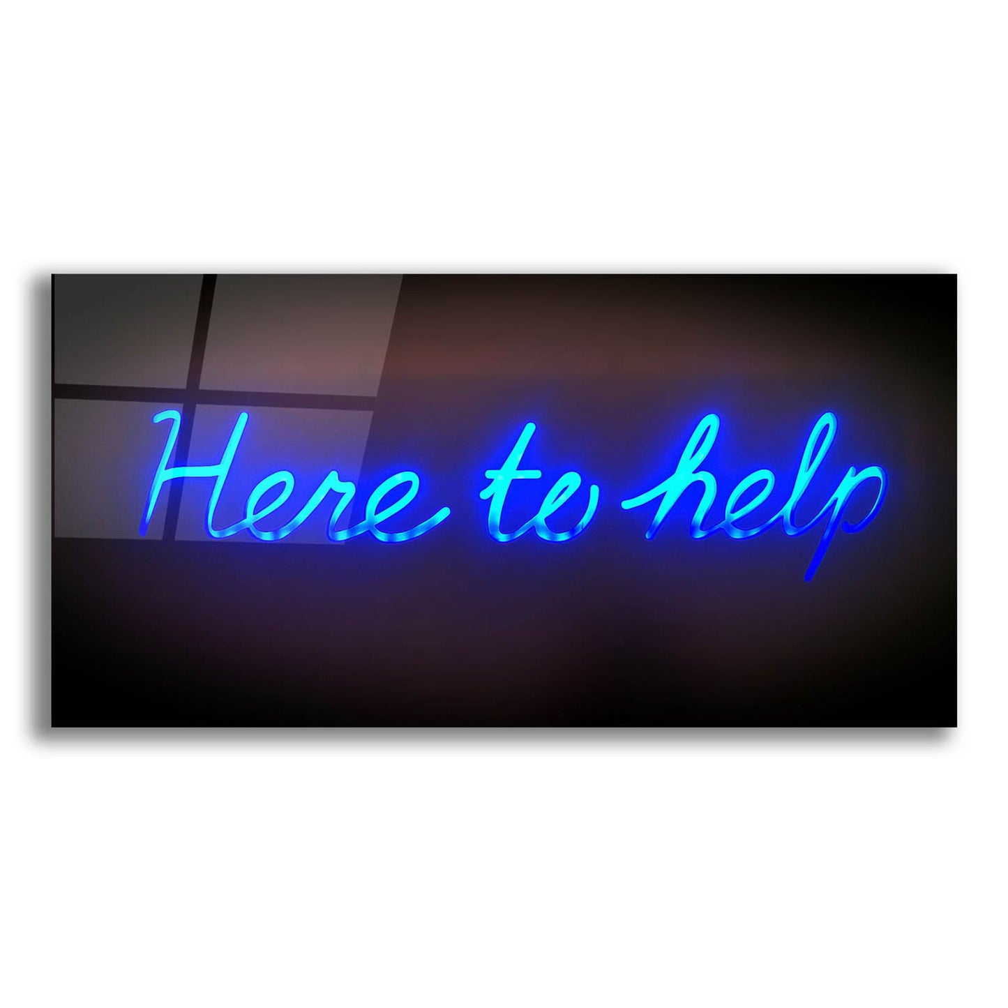 Epic Art 'Here To Help In Neon Blue' by Epic Portfolio, Acrylic Glass Wall Art,24x12