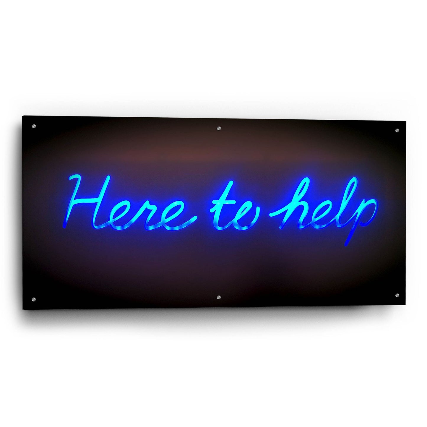 Epic Art 'Here To Help In Neon Blue' by Epic Portfolio, Acrylic Glass Wall Art,48x24