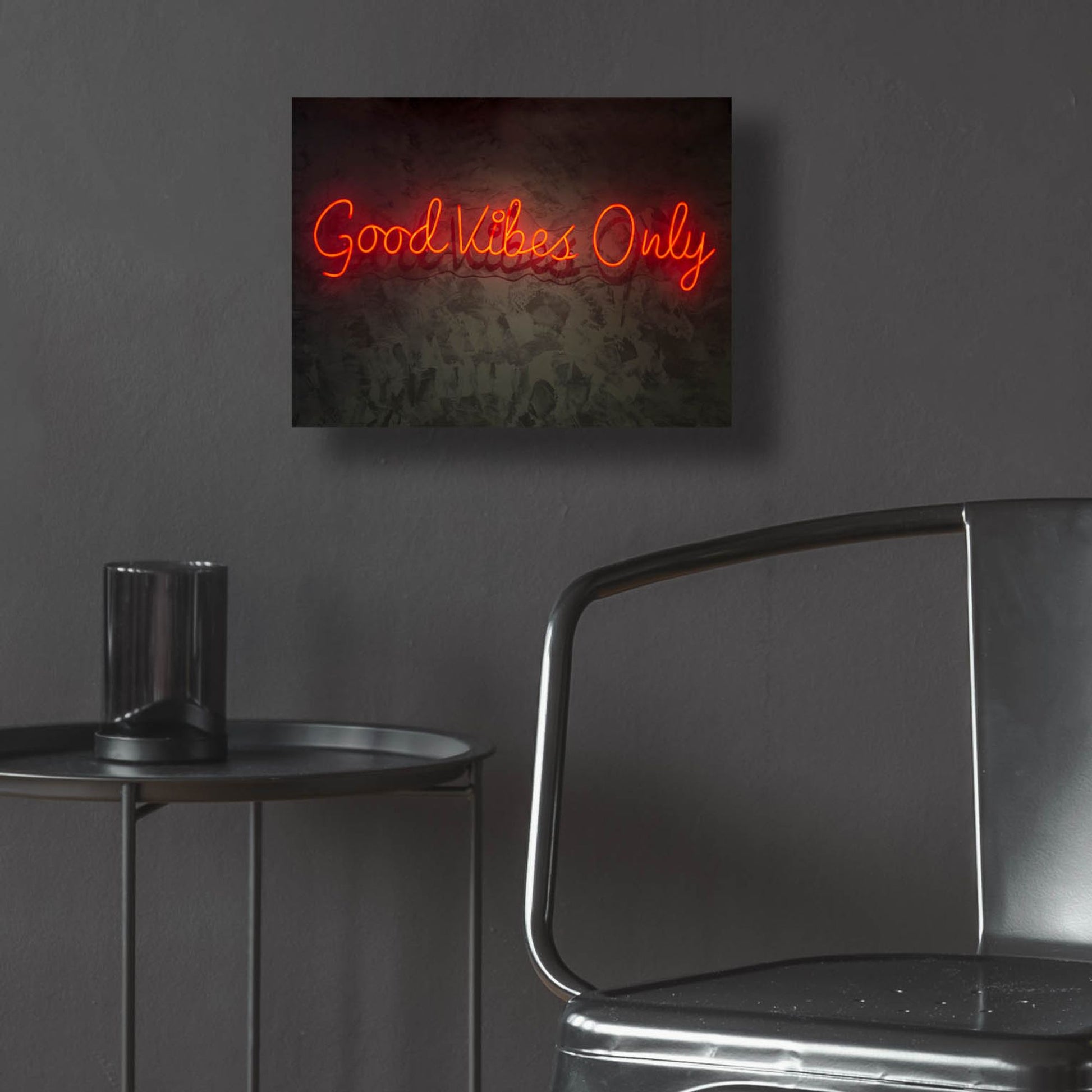 Epic Art 'Good Vibes Only In Neon Red' by Epic Portfolio, Acrylic Glass Wall Art,16x12
