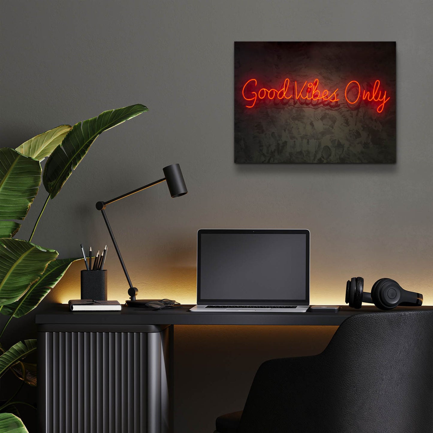 Epic Art 'Good Vibes Only In Neon Red' by Epic Portfolio, Acrylic Glass Wall Art,16x12