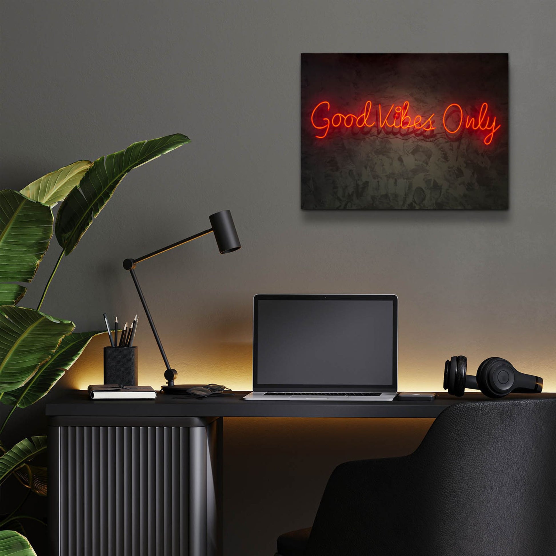 Epic Art 'Good Vibes Only In Neon Red' by Epic Portfolio, Acrylic Glass Wall Art,16x12