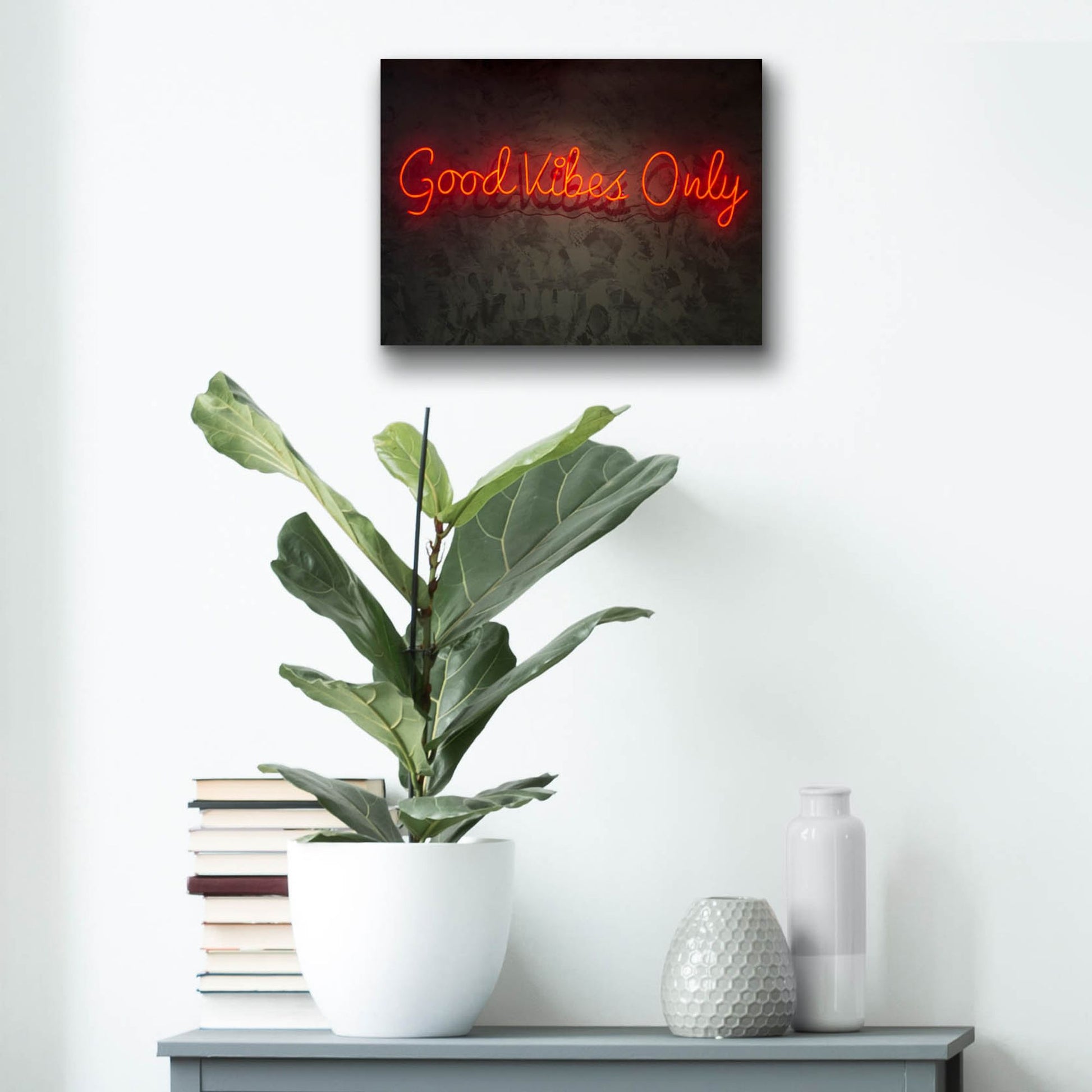 Epic Art 'Good Vibes Only In Neon Red' by Epic Portfolio, Acrylic Glass Wall Art,16x12