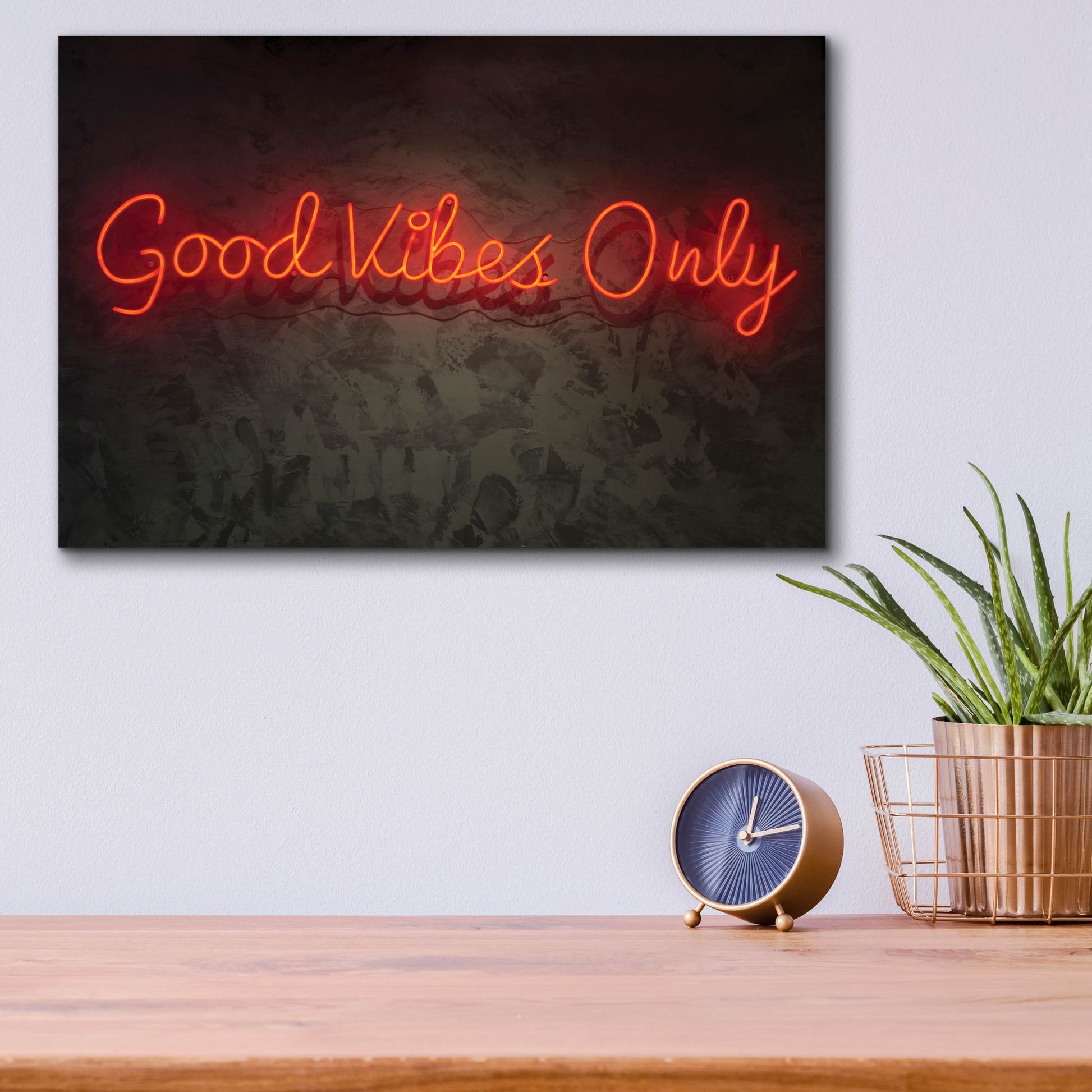 Epic Art 'Good Vibes Only In Neon Red' by Epic Portfolio, Acrylic Glass Wall Art,16x12