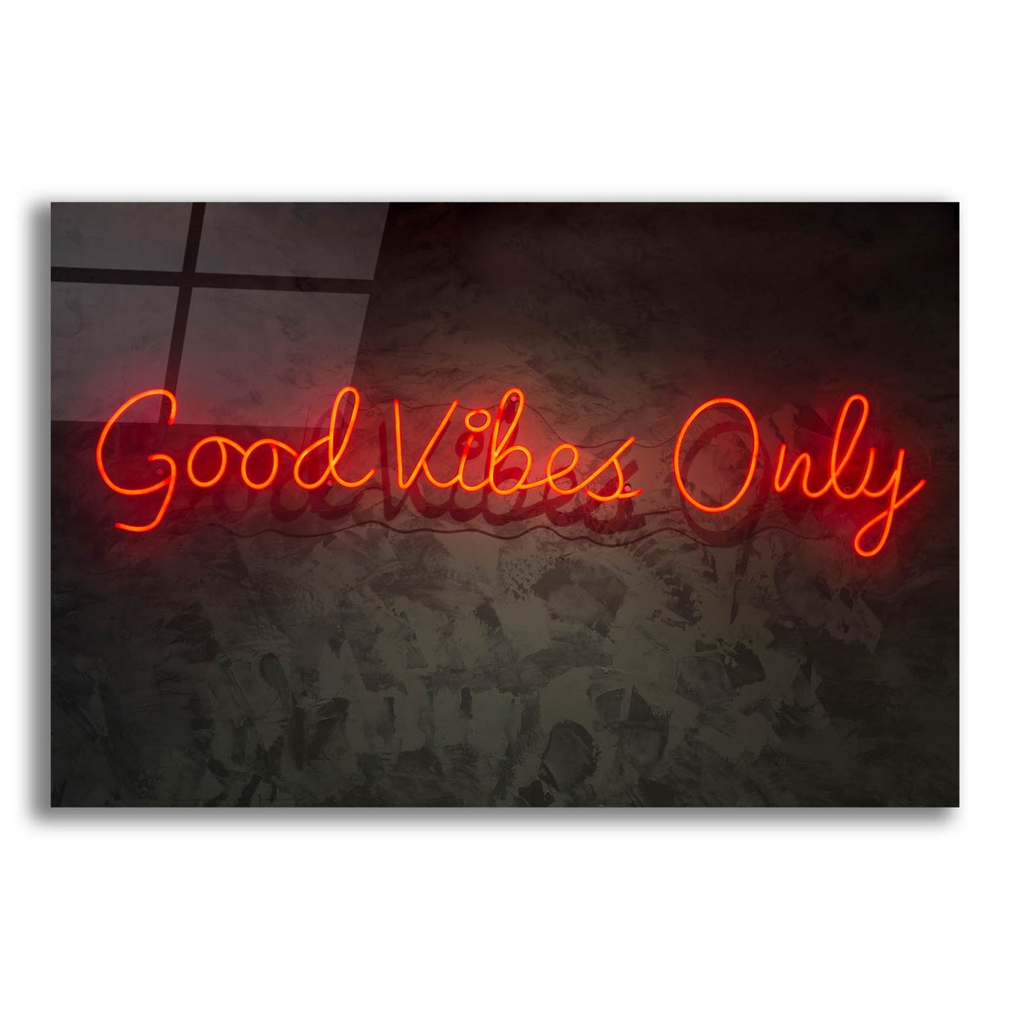 Epic Art 'Good Vibes Only In Neon Red' by Epic Portfolio, Acrylic Glass Wall Art,16x12