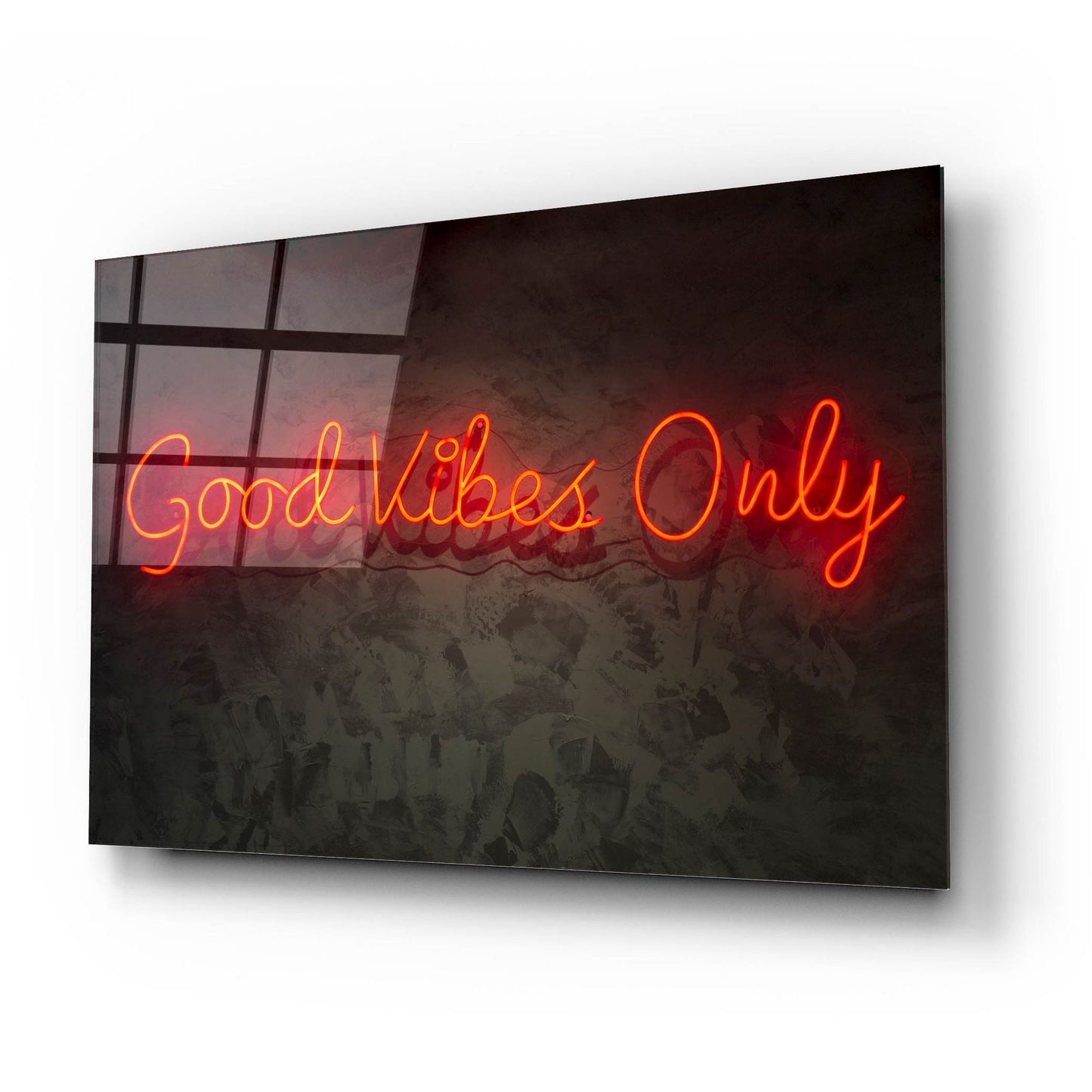 Epic Art 'Good Vibes Only In Neon Red' by Epic Portfolio, Acrylic Glass Wall Art,24x16
