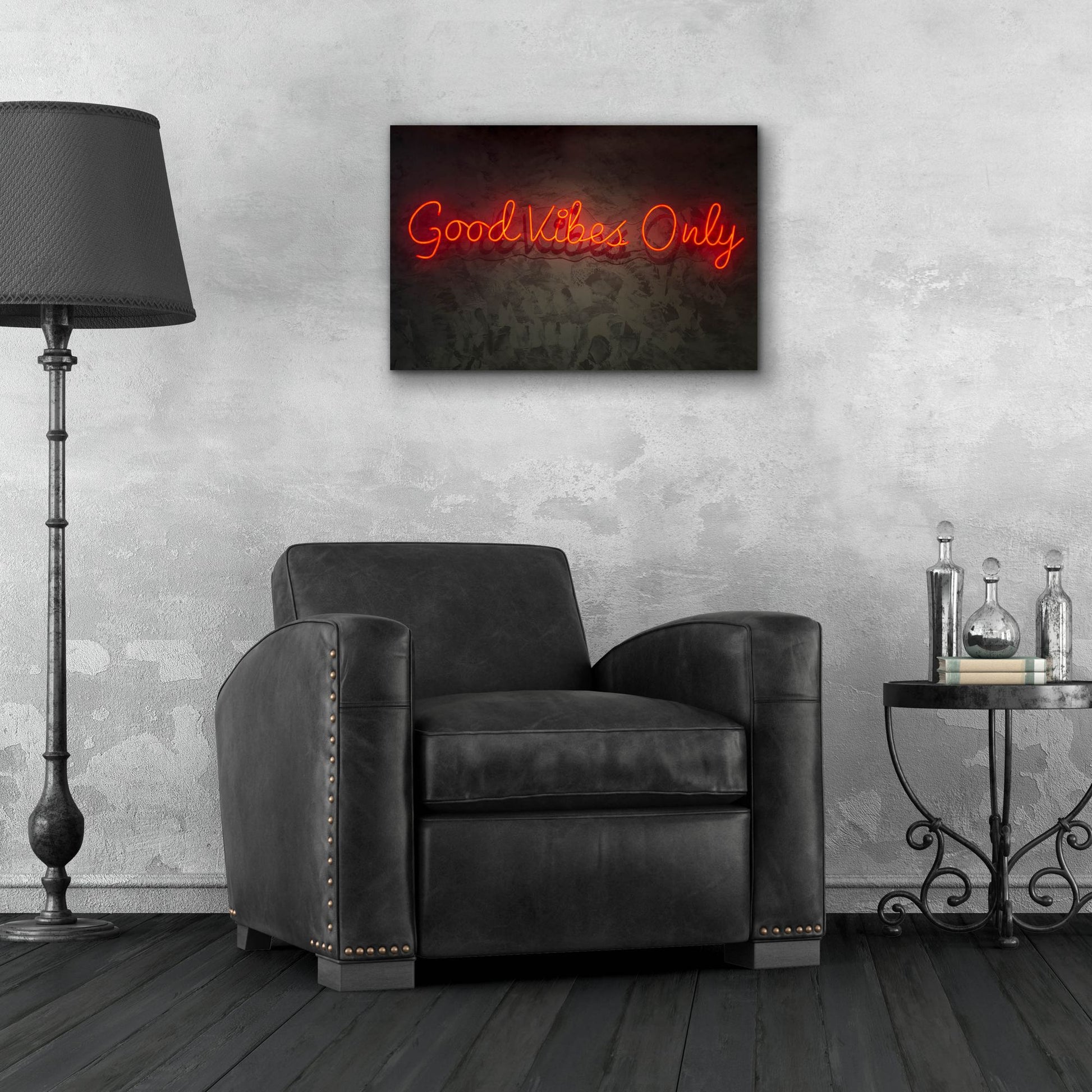 Epic Art 'Good Vibes Only In Neon Red' by Epic Portfolio, Acrylic Glass Wall Art,24x16