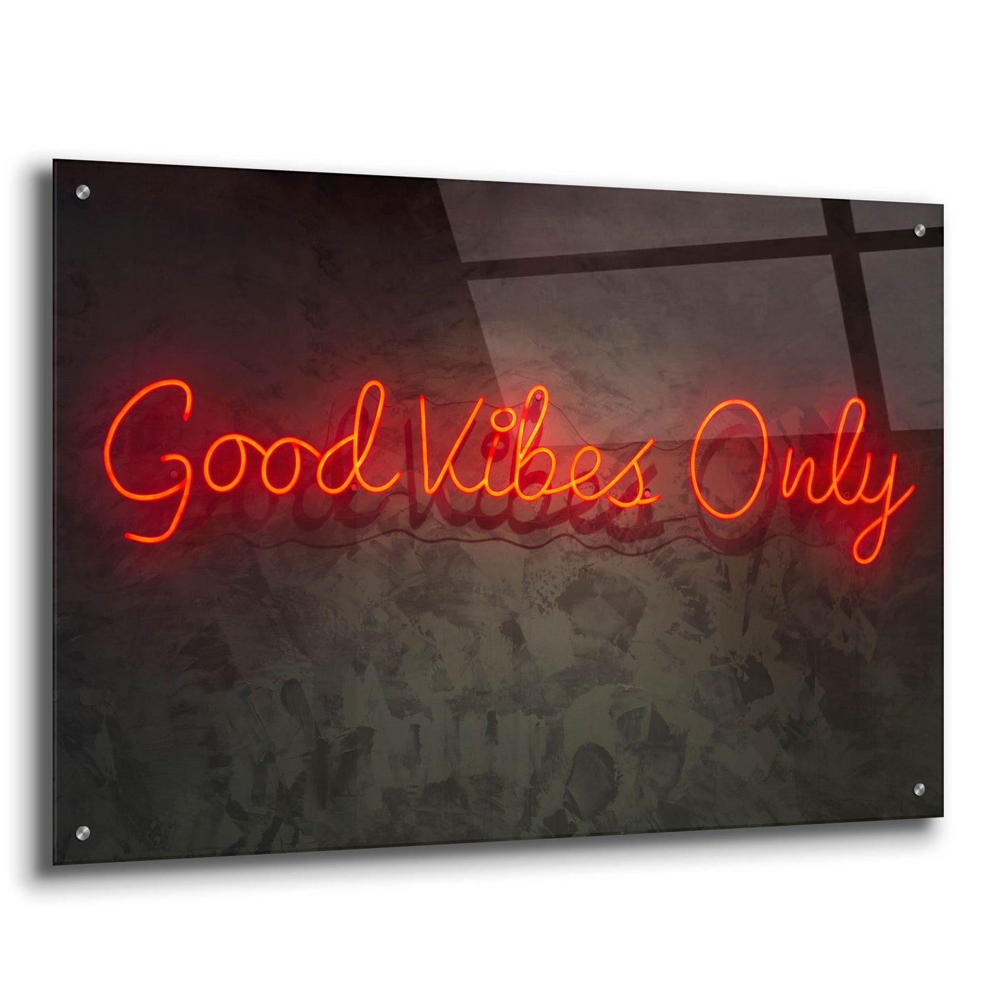 Epic Art 'Good Vibes Only In Neon Red' by Epic Portfolio, Acrylic Glass Wall Art,36x24