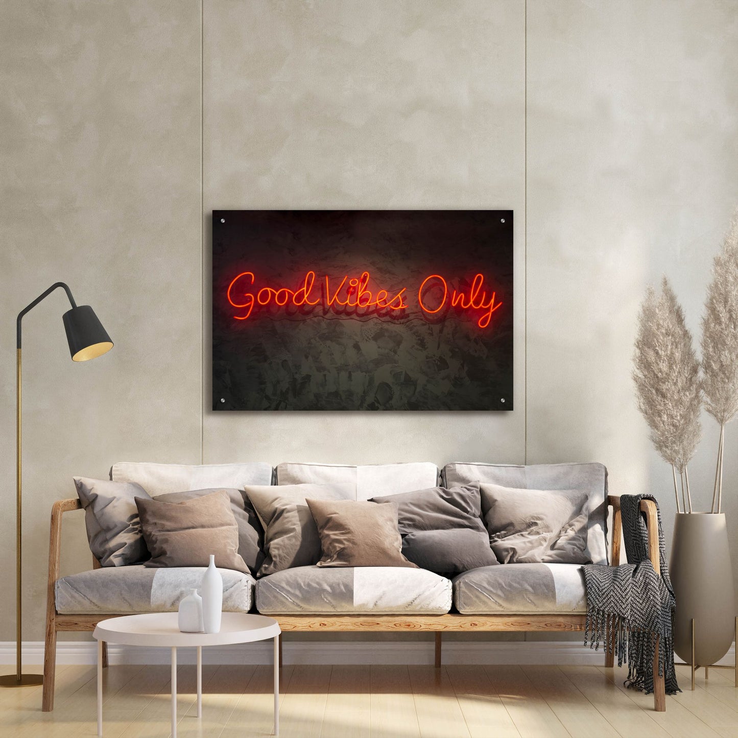 Epic Art 'Good Vibes Only In Neon Red' by Epic Portfolio, Acrylic Glass Wall Art,36x24
