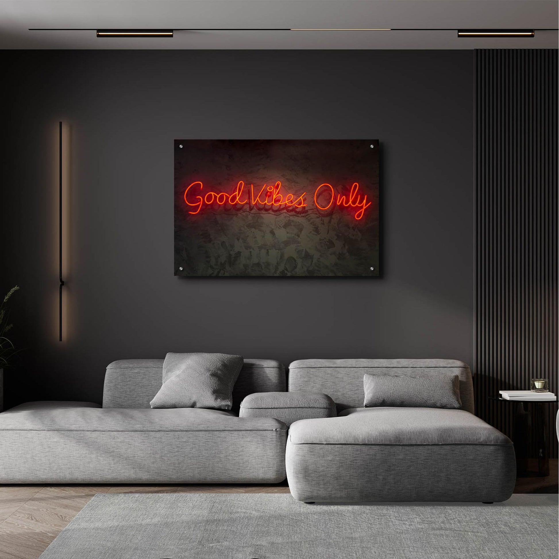Epic Art 'Good Vibes Only In Neon Red' by Epic Portfolio, Acrylic Glass Wall Art,36x24