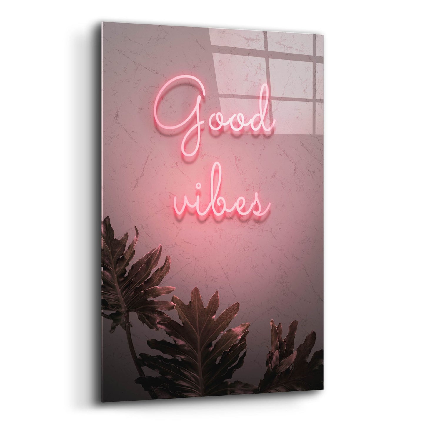 Epic Art 'Good Vibes In Neon Pink' by Epic Portfolio, Acrylic Glass Wall Art,12x16