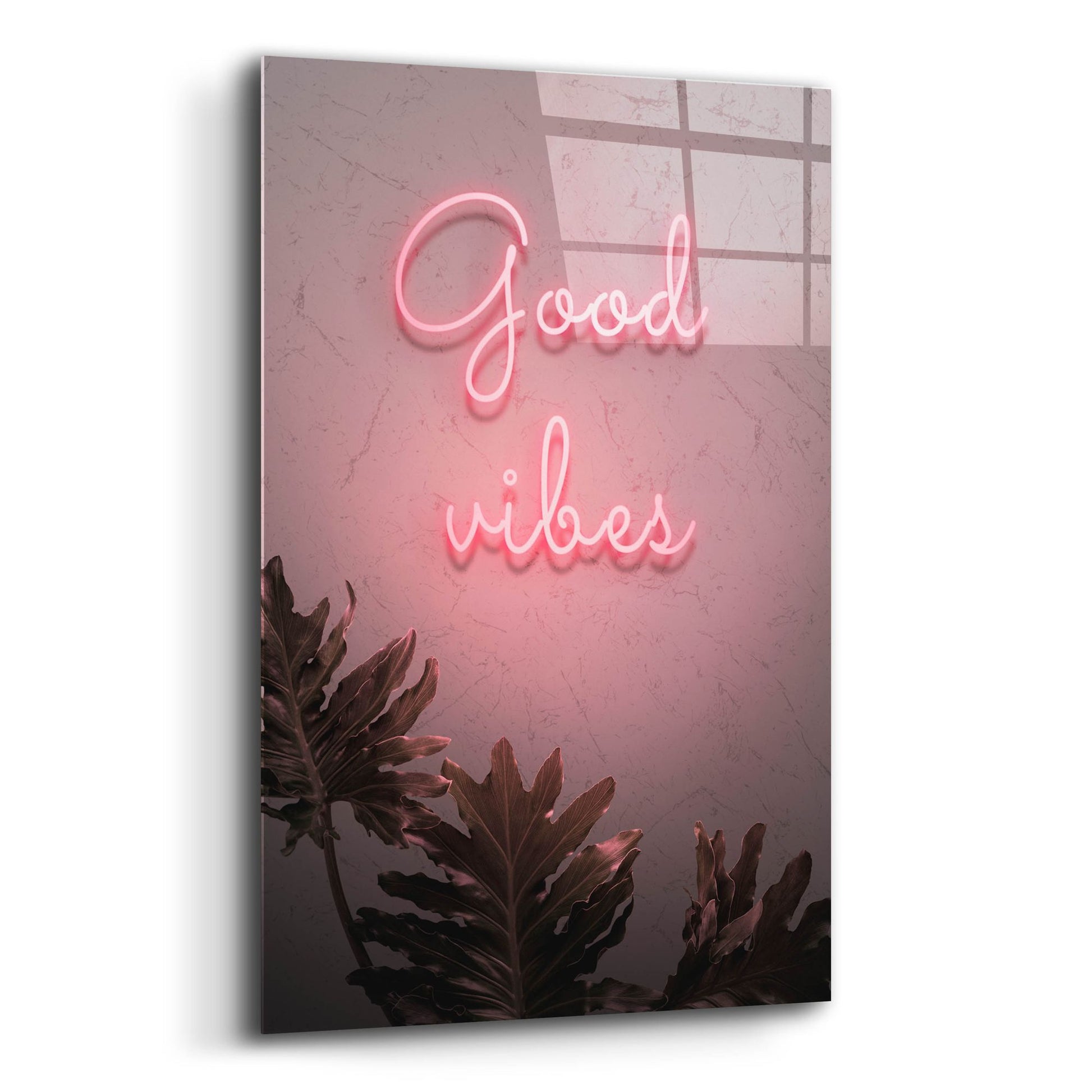 Epic Art 'Good Vibes In Neon Pink' by Epic Portfolio, Acrylic Glass Wall Art,12x16