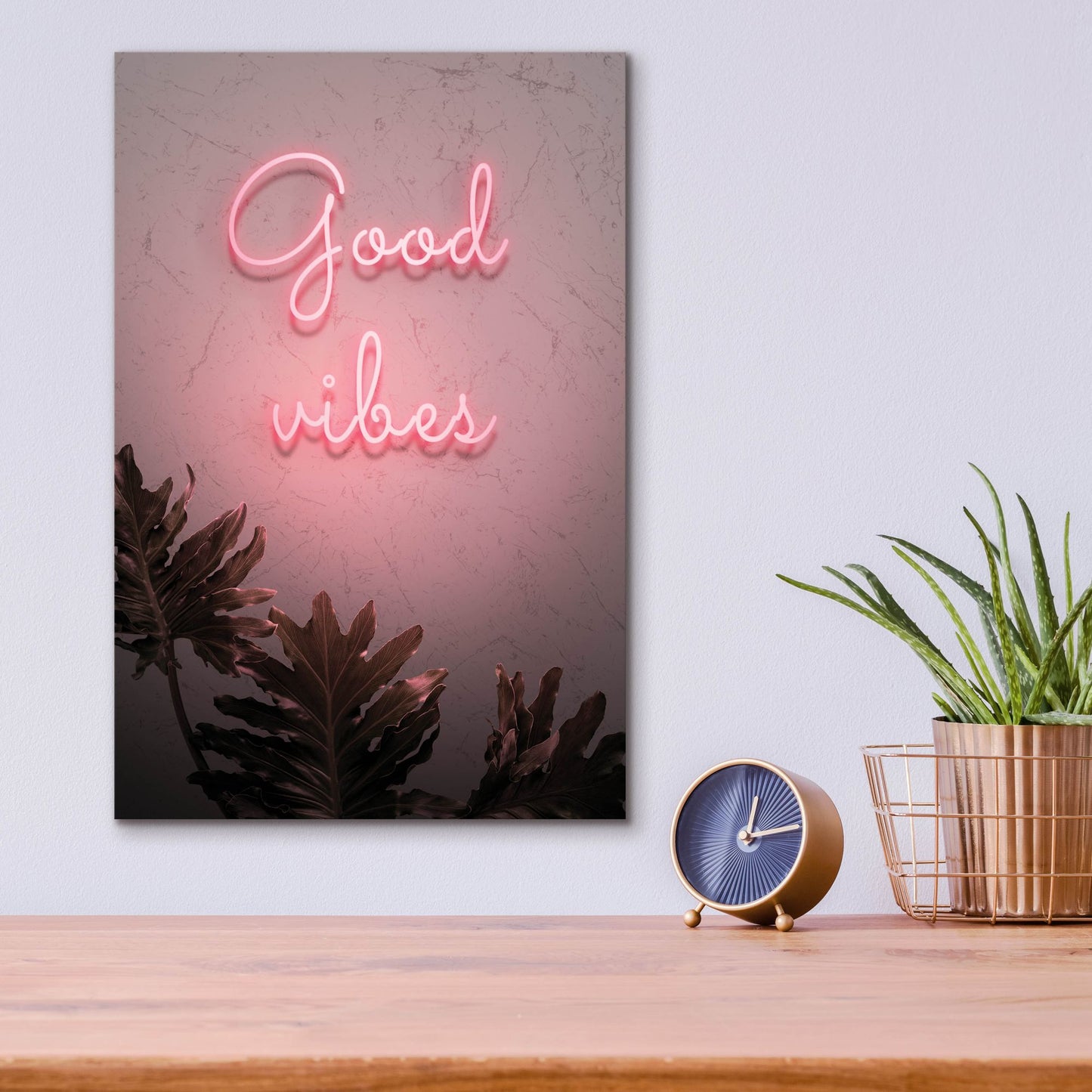 Epic Art 'Good Vibes In Neon Pink' by Epic Portfolio, Acrylic Glass Wall Art,12x16