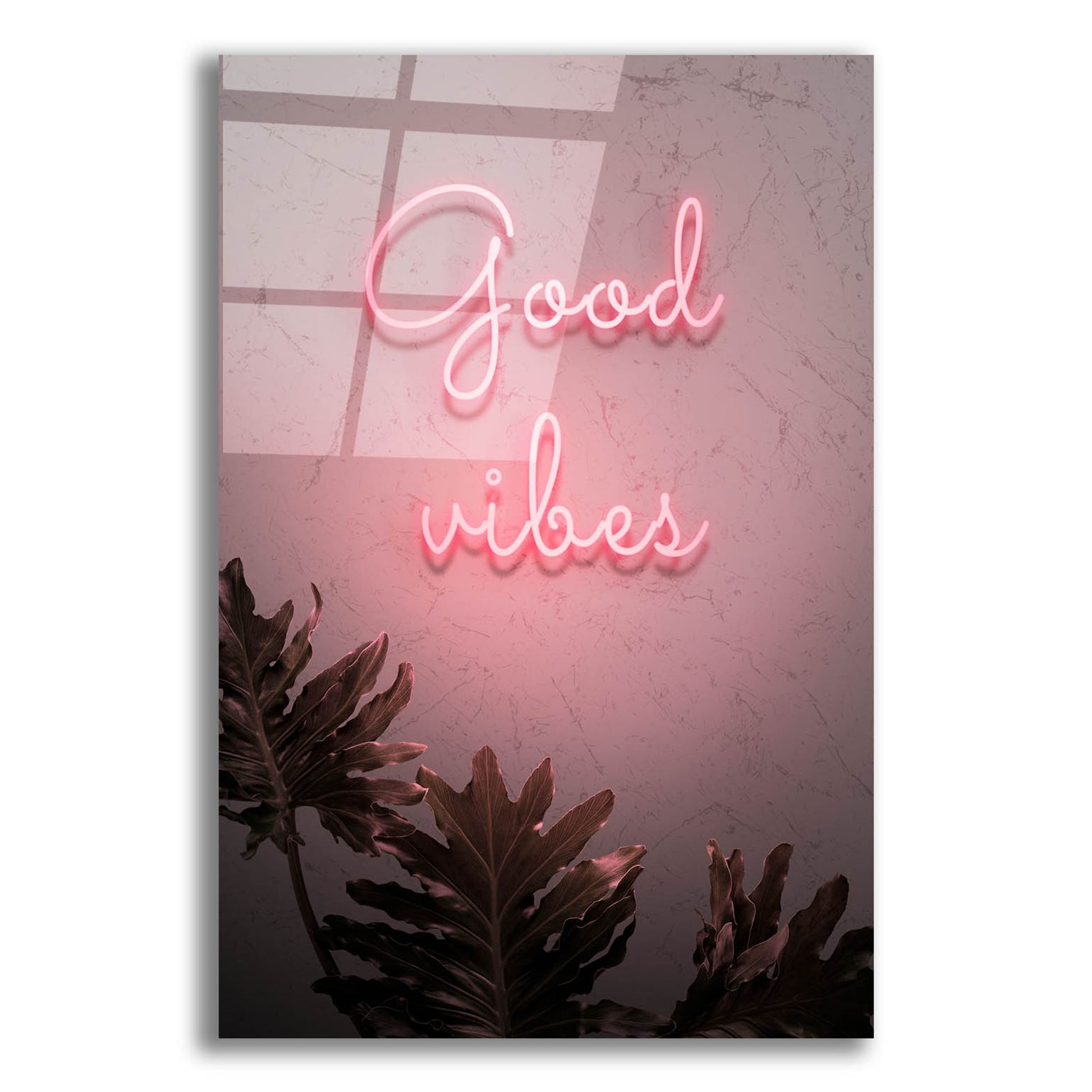 Epic Art 'Good Vibes In Neon Pink' by Epic Portfolio, Acrylic Glass Wall Art,12x16